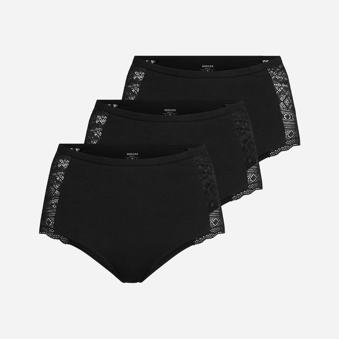 High Waist Hipster Panties mit Spitze | Schwarz – 11