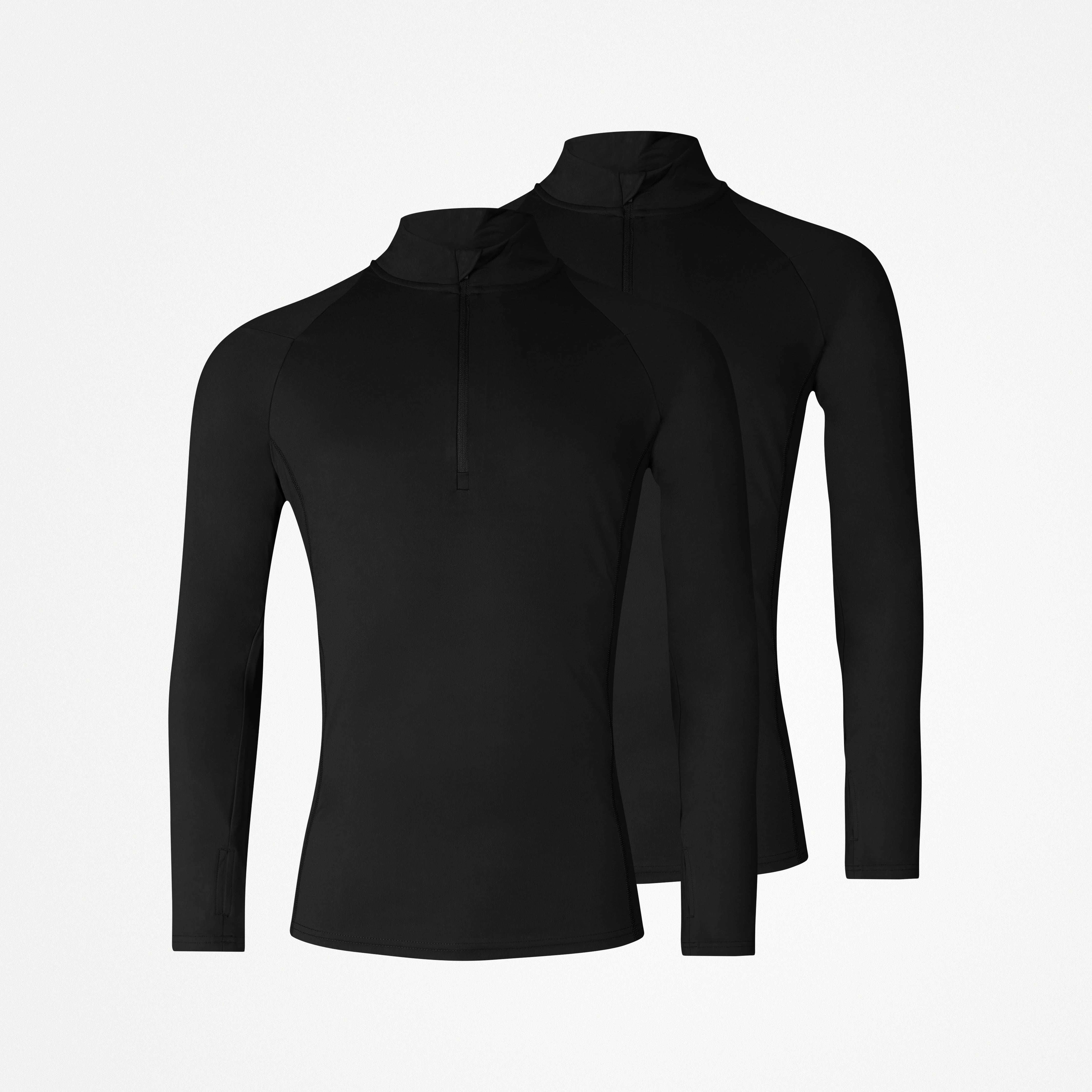 1/2 Zip Sportshirt langarm Herren | Schwarz – 9