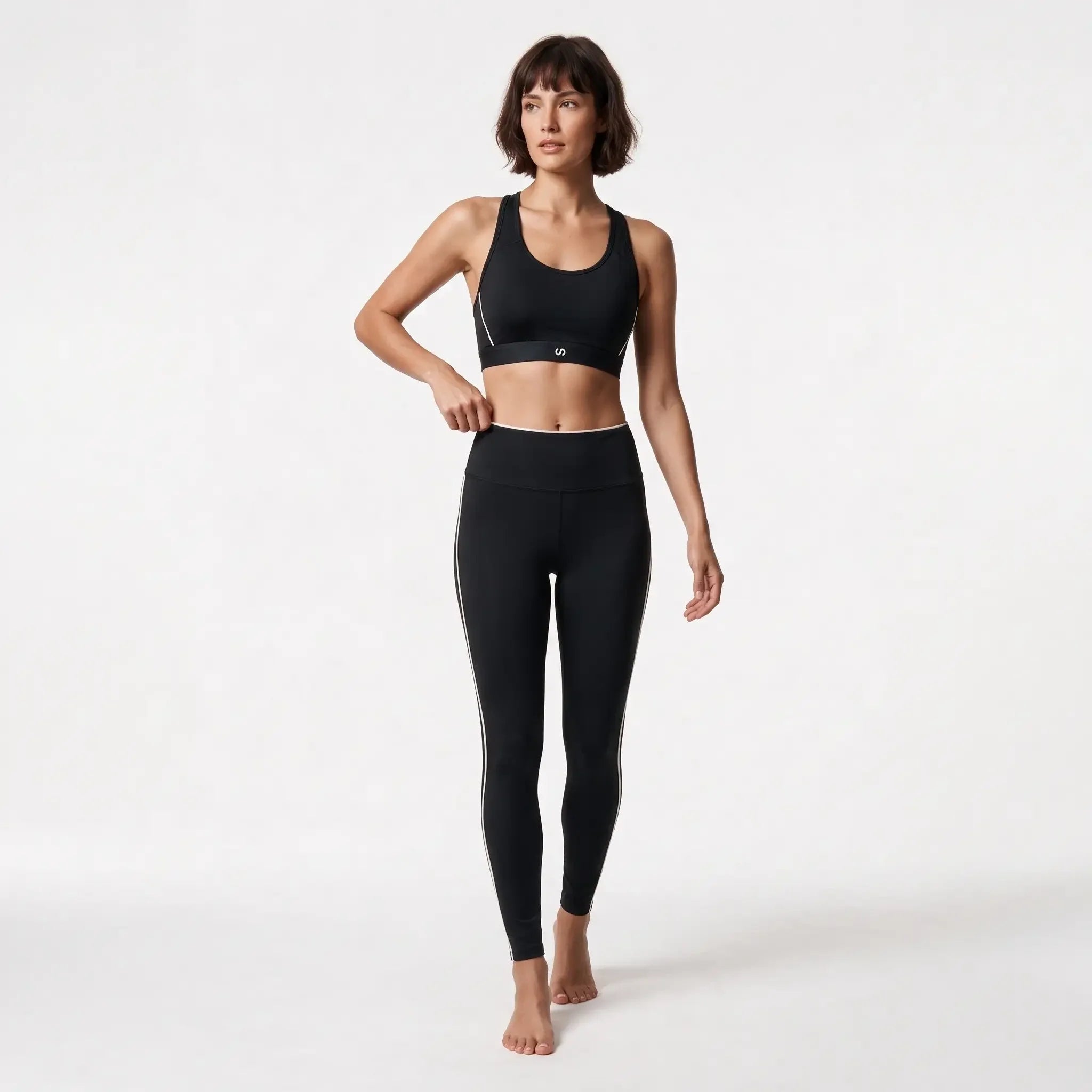 Sport-BH Damen mit Retro Kontraststreifen | Schwarz – 11