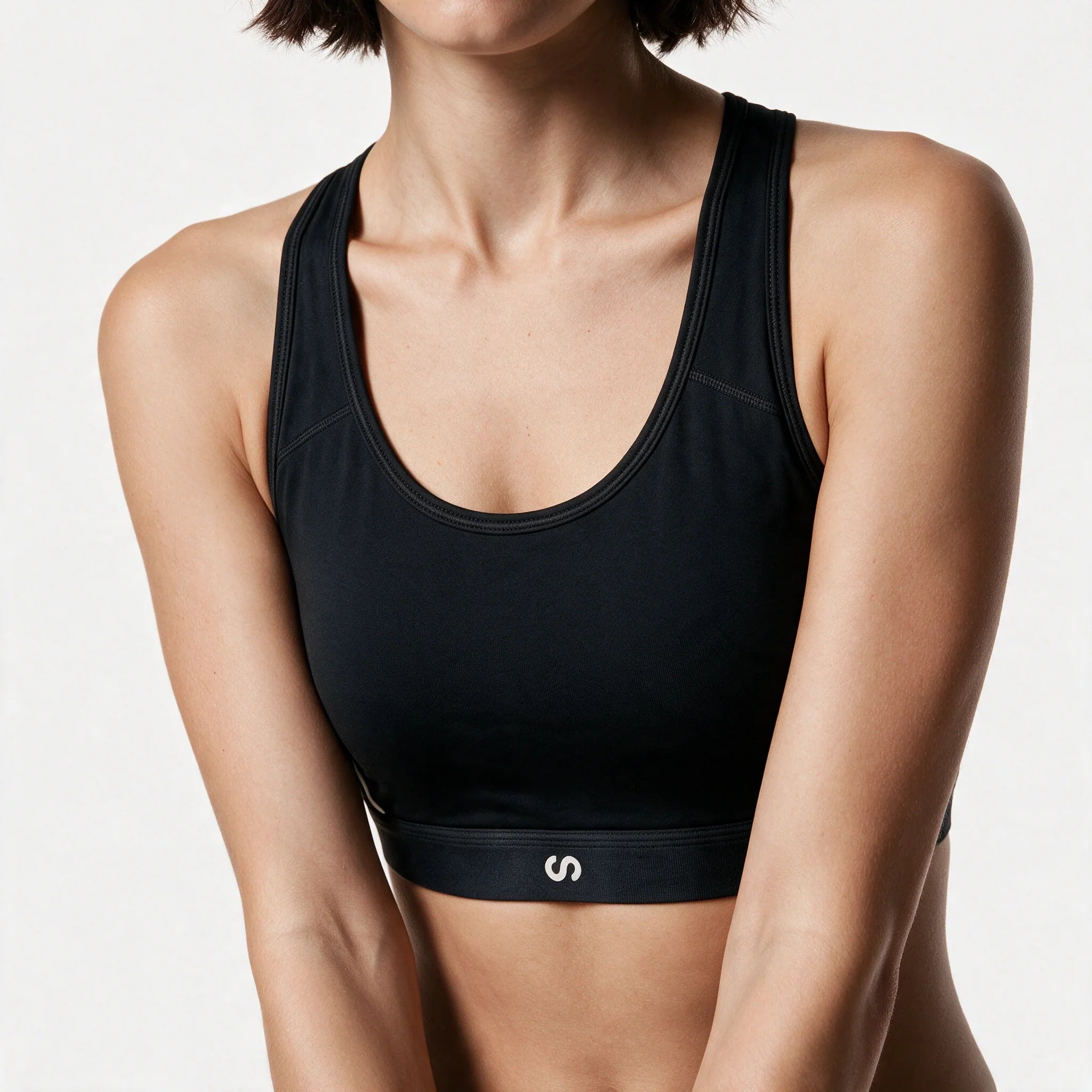 Sport-BH Damen mit Retro Kontraststreifen | Schwarz – 7