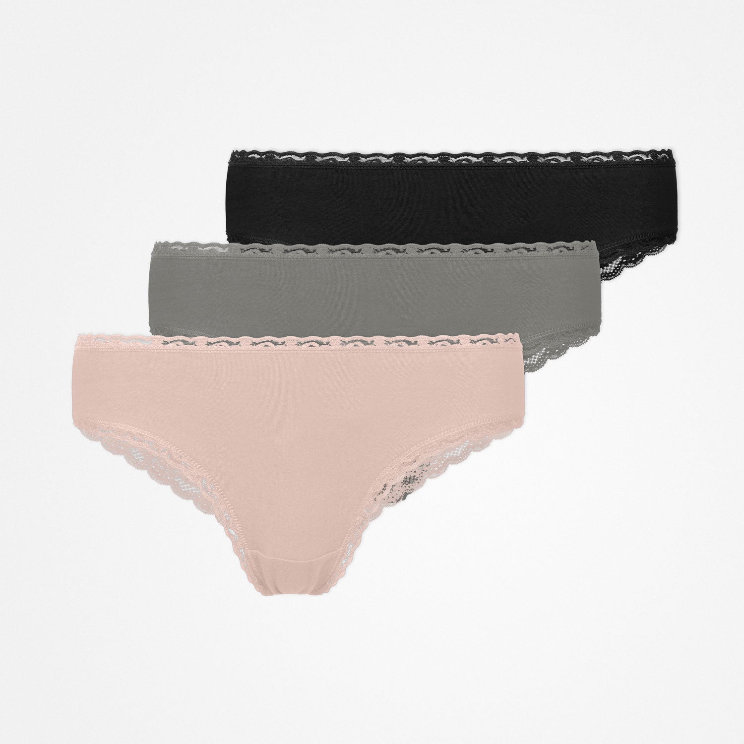 Brazilian Slips mit Spitze | Mix (Apricot/Grün/Schwarz) – 12