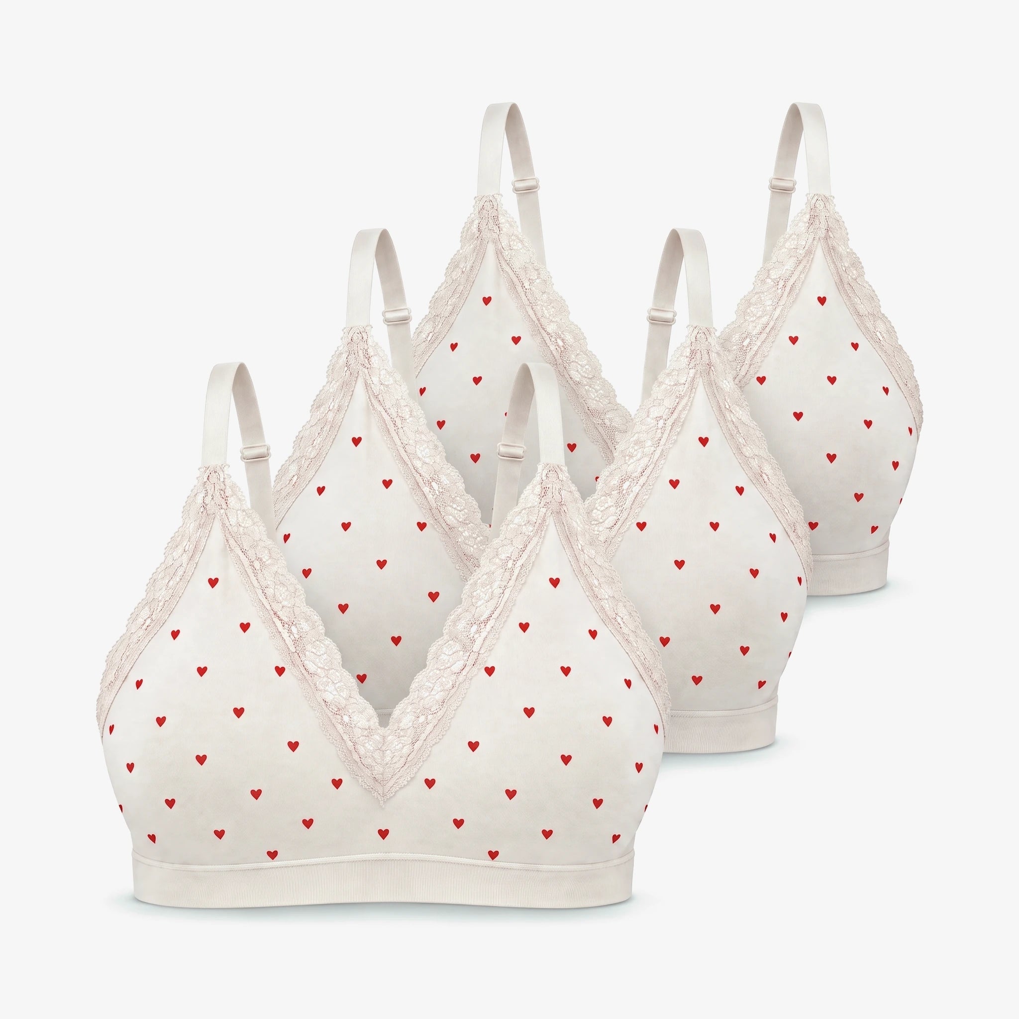 Seamless Spitzen Bralette | Cremeweiß mit Herzchen – 14