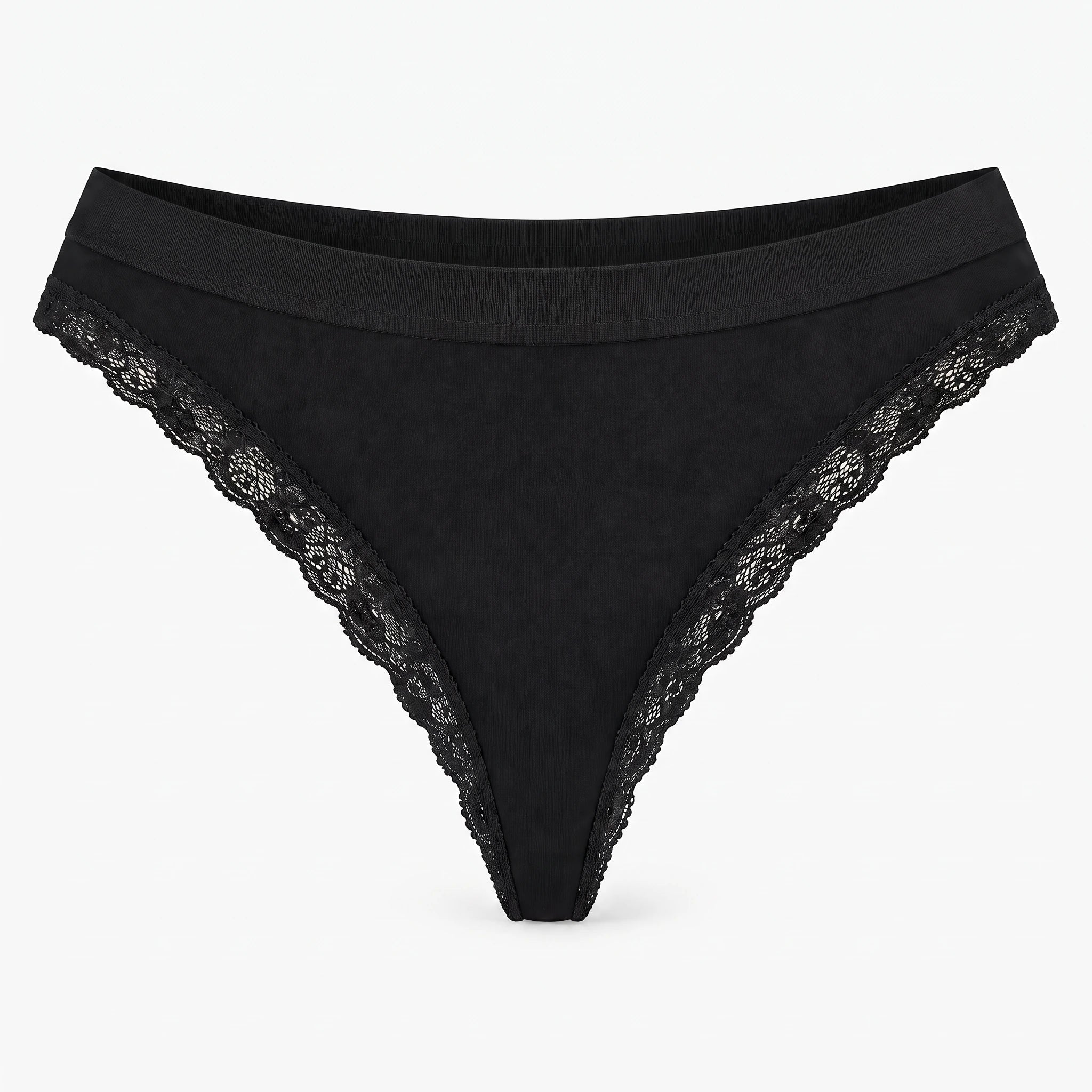 Seamless Strings mit Spitze | Schwarz