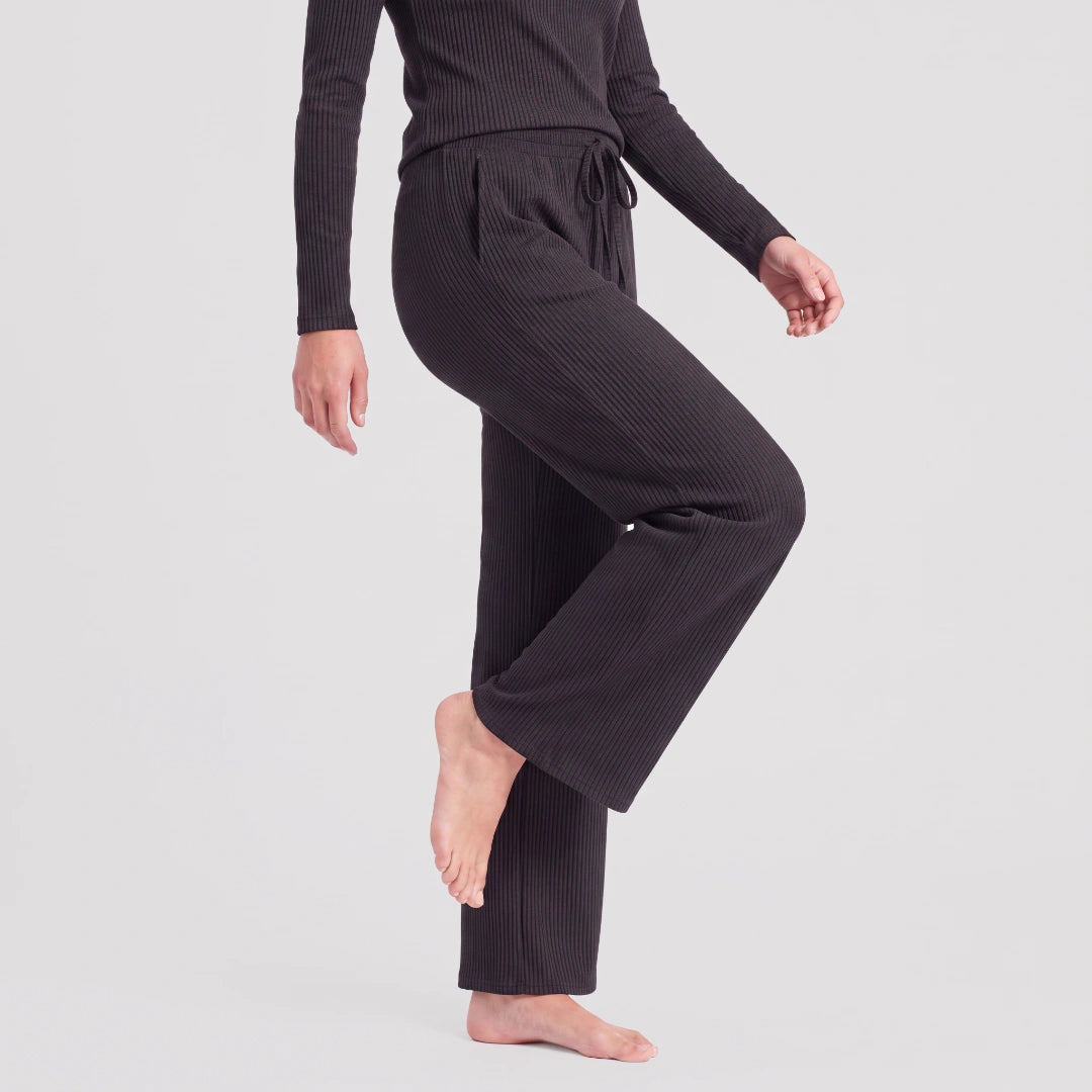 Loungehose Damen Rippstruktur | Schwarz – 6