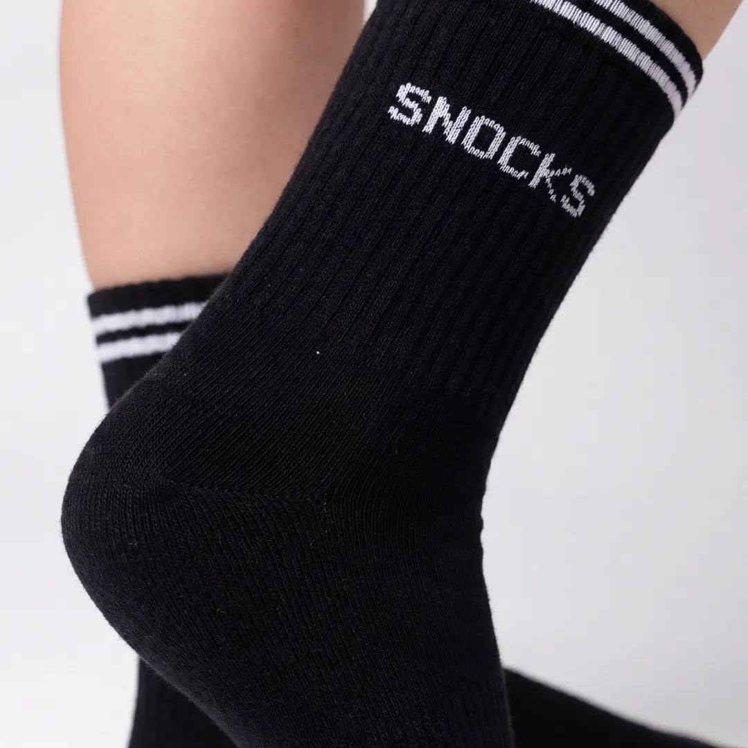 Hohe Sportsocken mit Streifen Kinder | Schwarz – 3