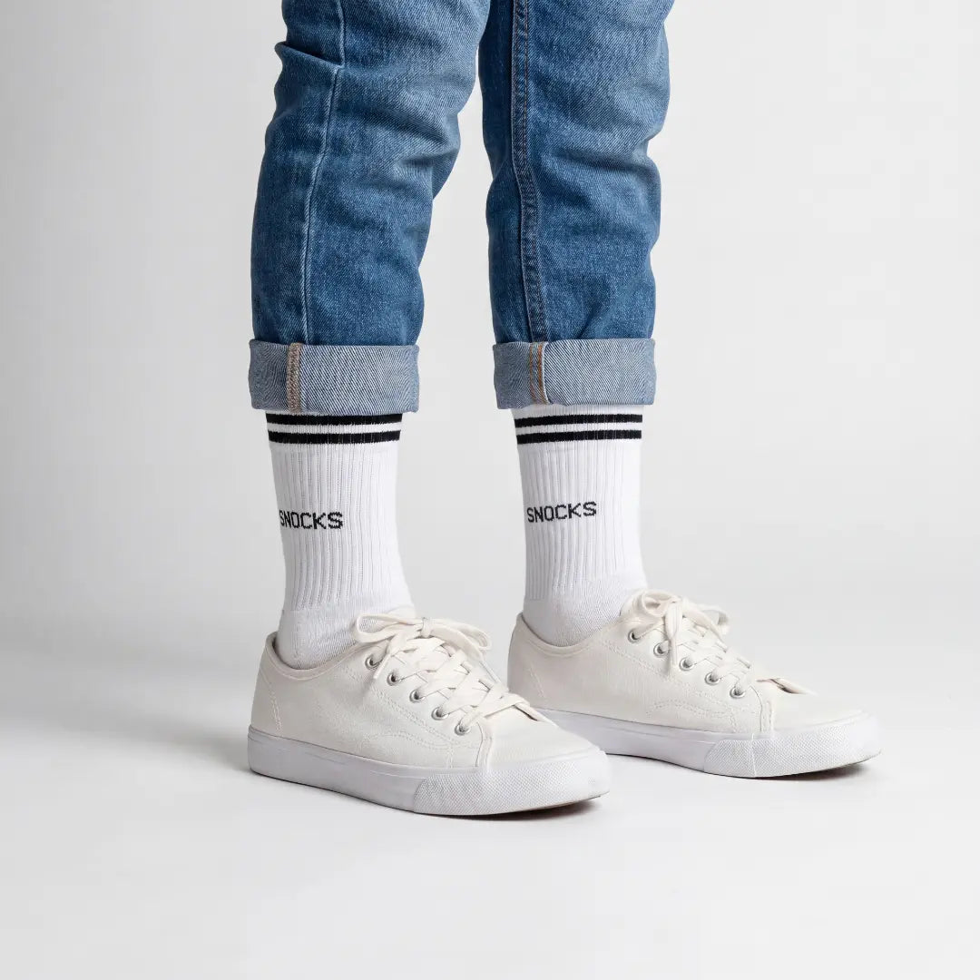 Hohe Sportsocken mit Streifen Kinder | Weiß – 5