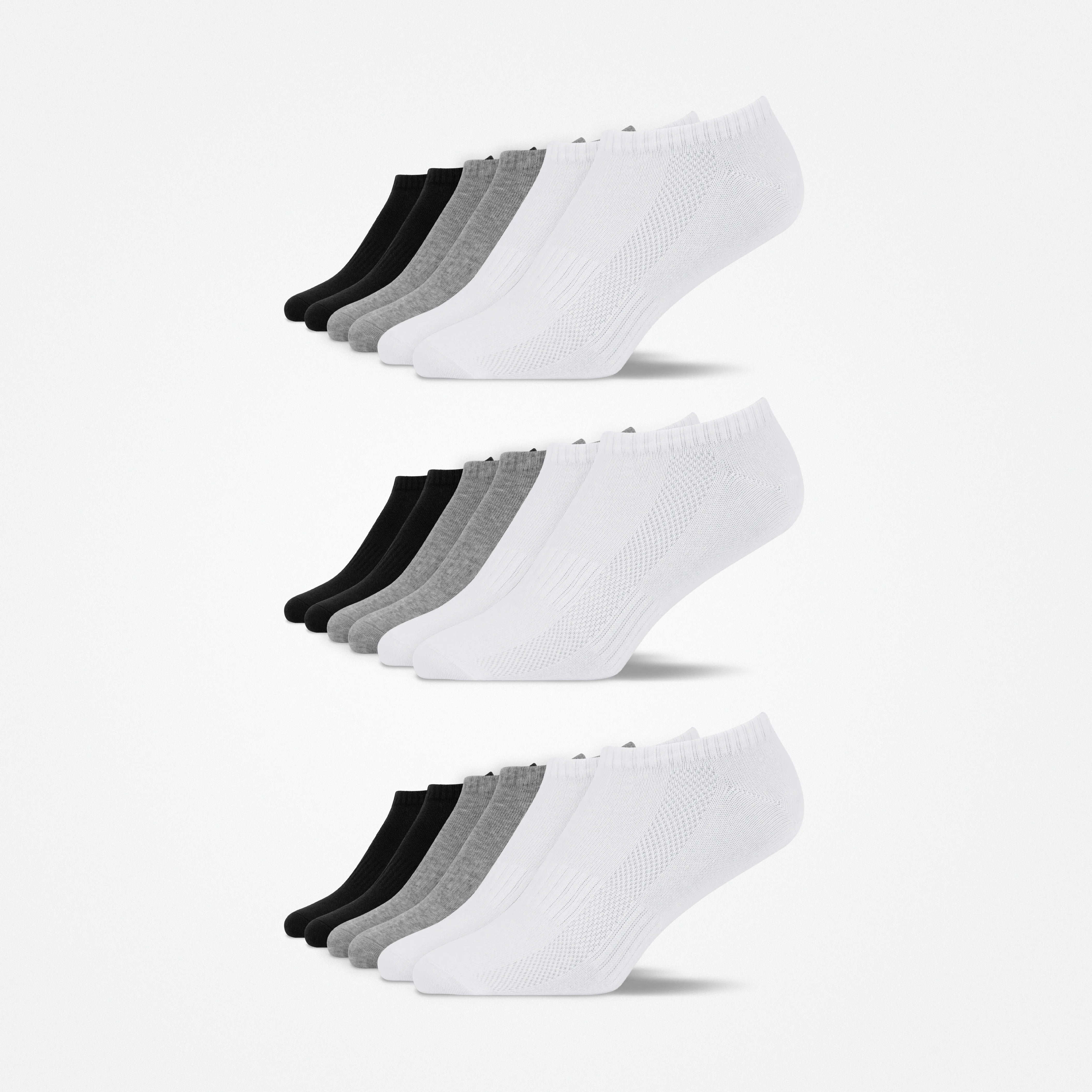 Premium Sneaker Socken | Mix (Schwarz/Weiß/Grau) – 10