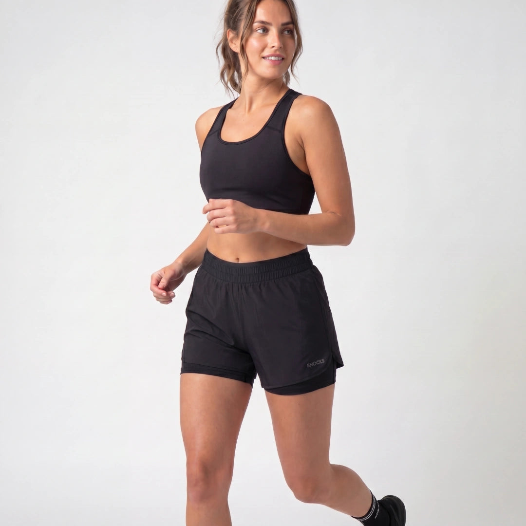 2 in 1 Sport Shorts Damen | Schwarz – 4