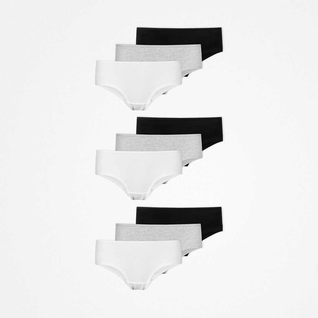 Hipster Panties | Mix (Weiß/Hellgrau/Schwarz) – 12