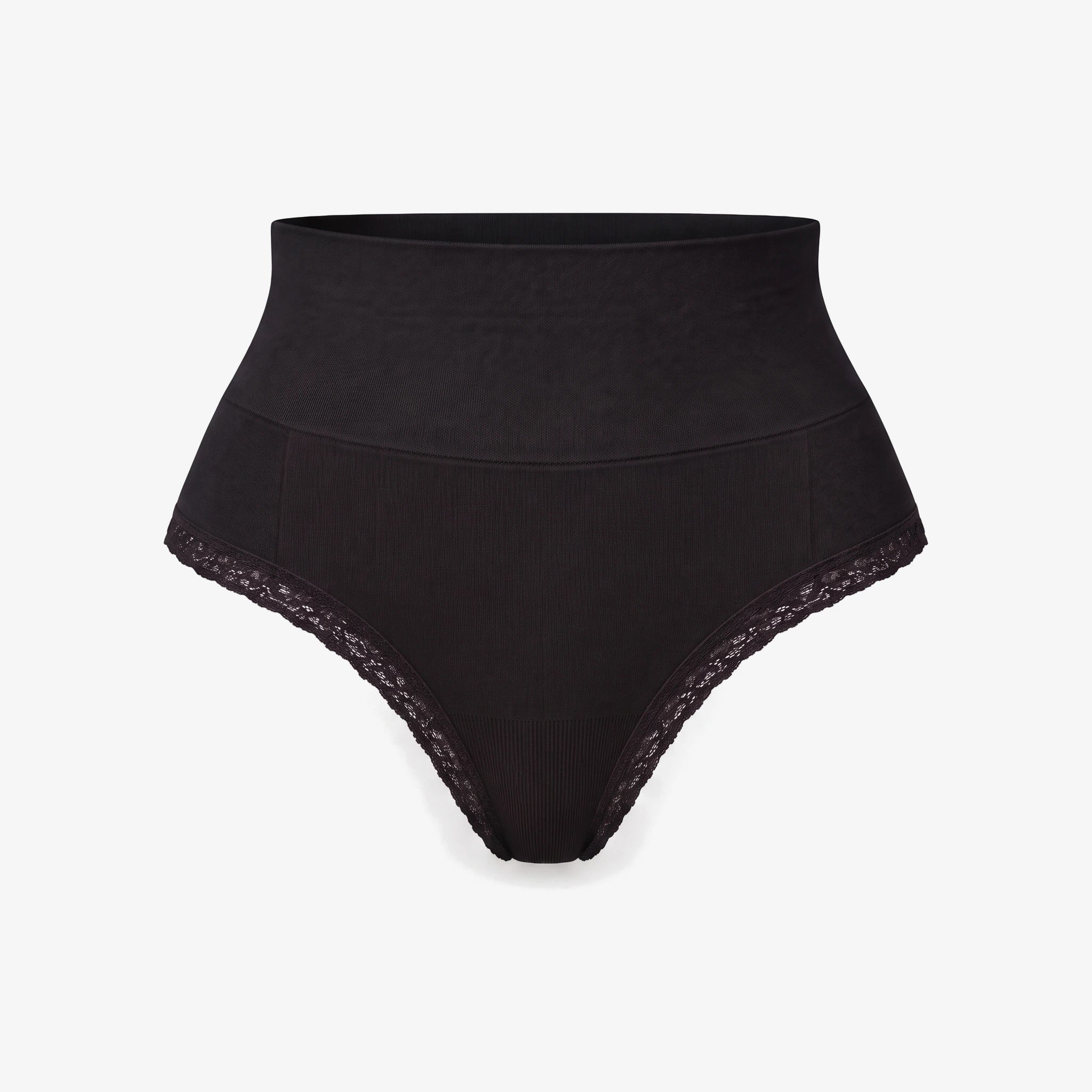 Shaping High Waist String mit Spitze | Schwarz