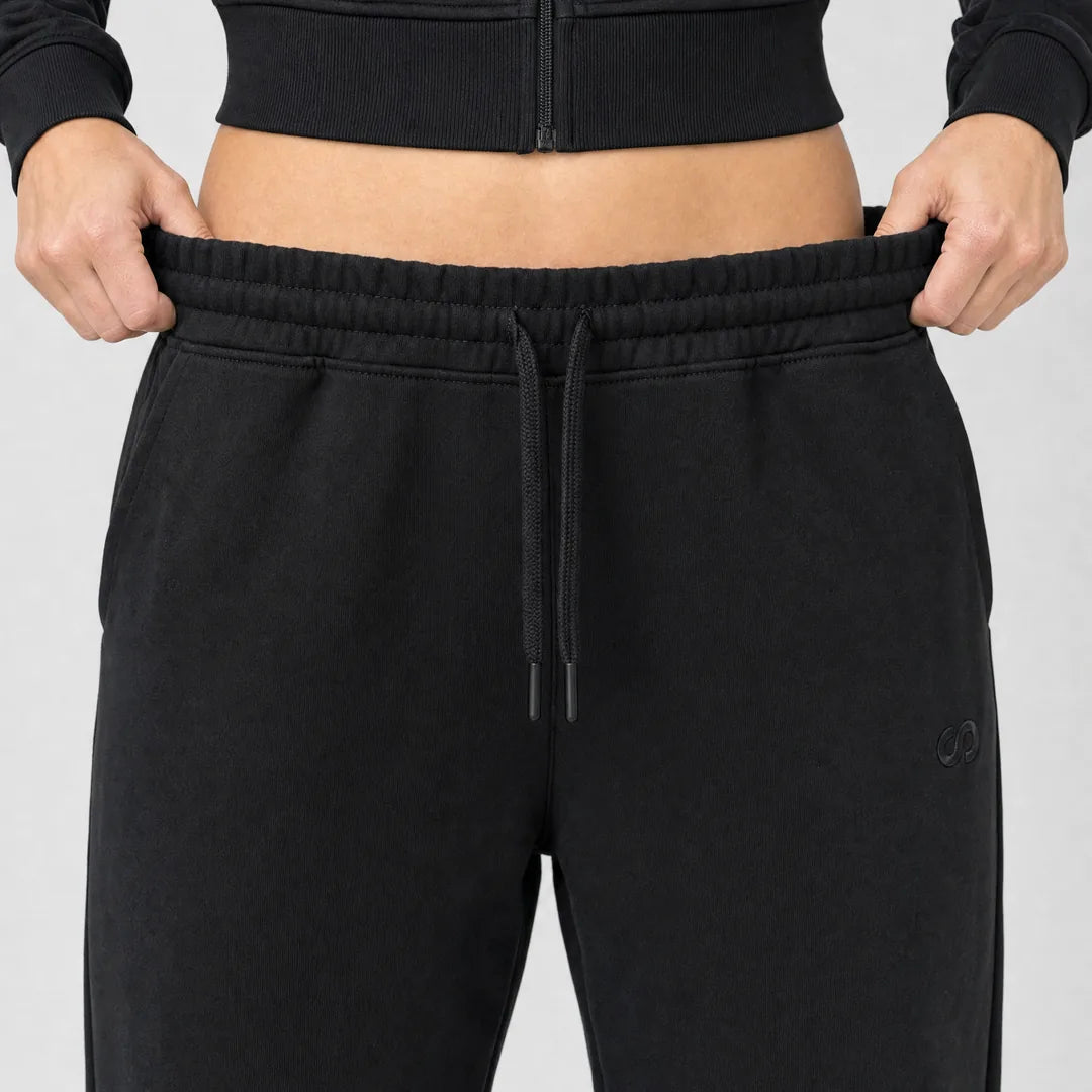 Jogginghose mit weitem Bein Damen | Schwarz – 3