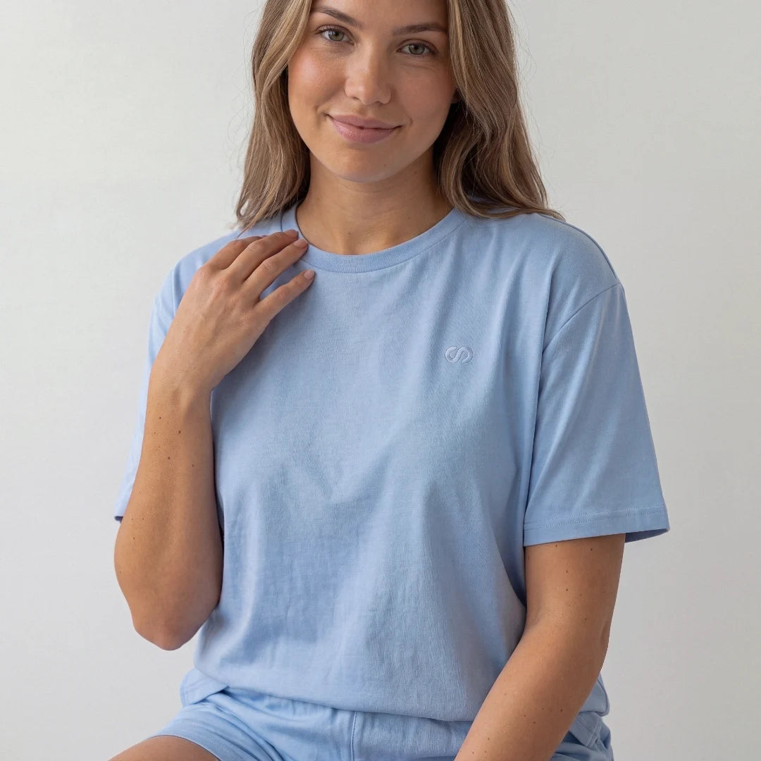 Schlafanzug Set Damen kurz | Hellblau – 3
