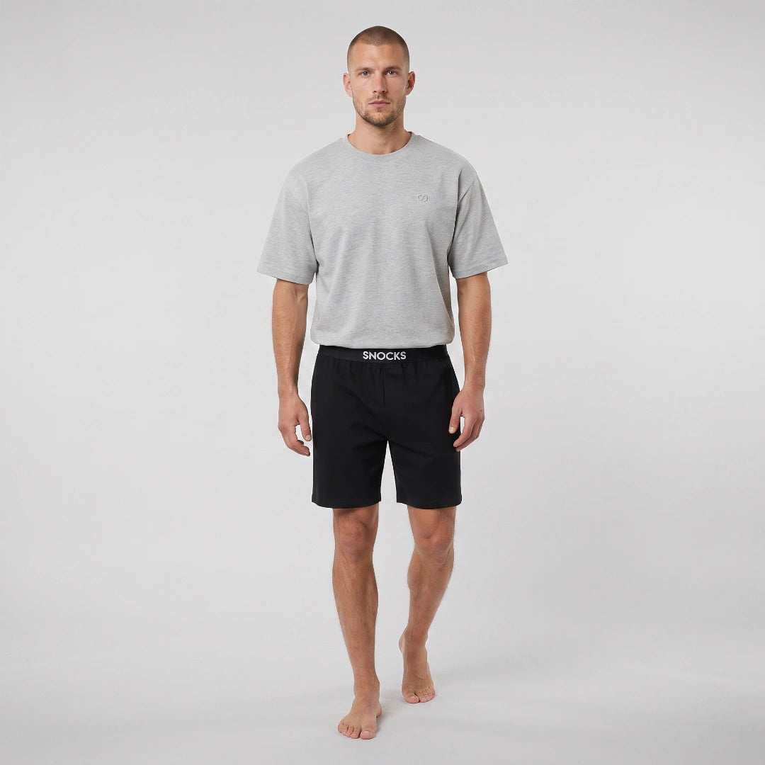 Schlafanzug Set Herren kurz | Mix (Schwarz/Hellgrau Meliert) – 9
