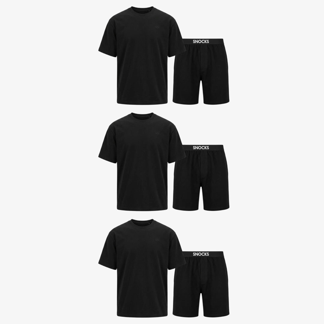 Schlafanzug Set Herren kurz | Schwarz – 12