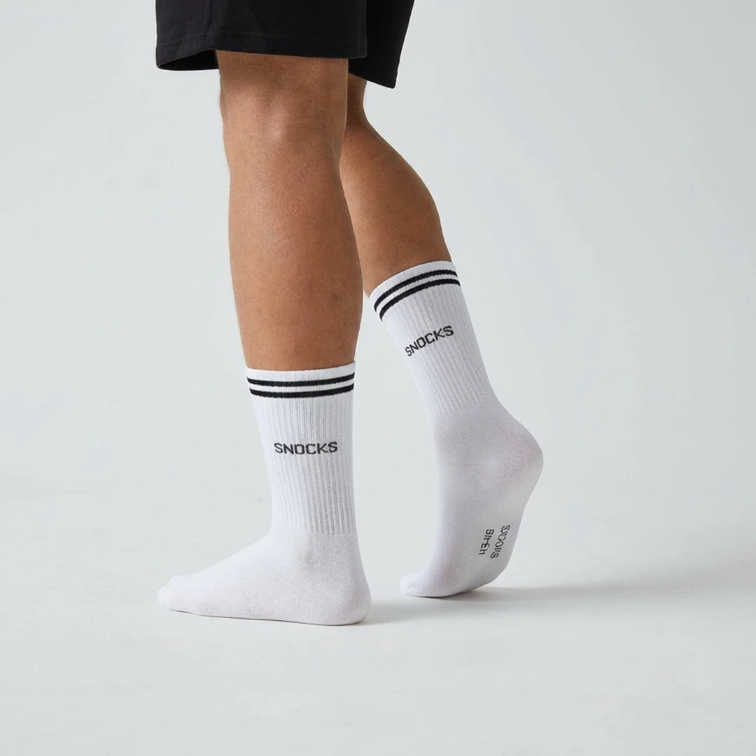 Hohe Sportsocken mit Streifen | Schwarz – 3