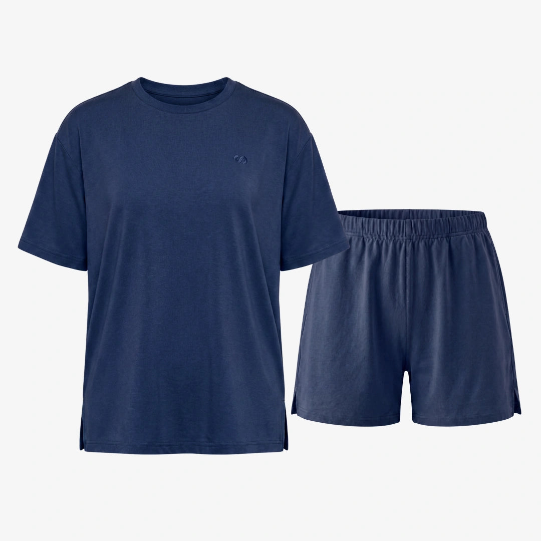 Schlafanzug Set Damen kurz | Dunkelblau – 11