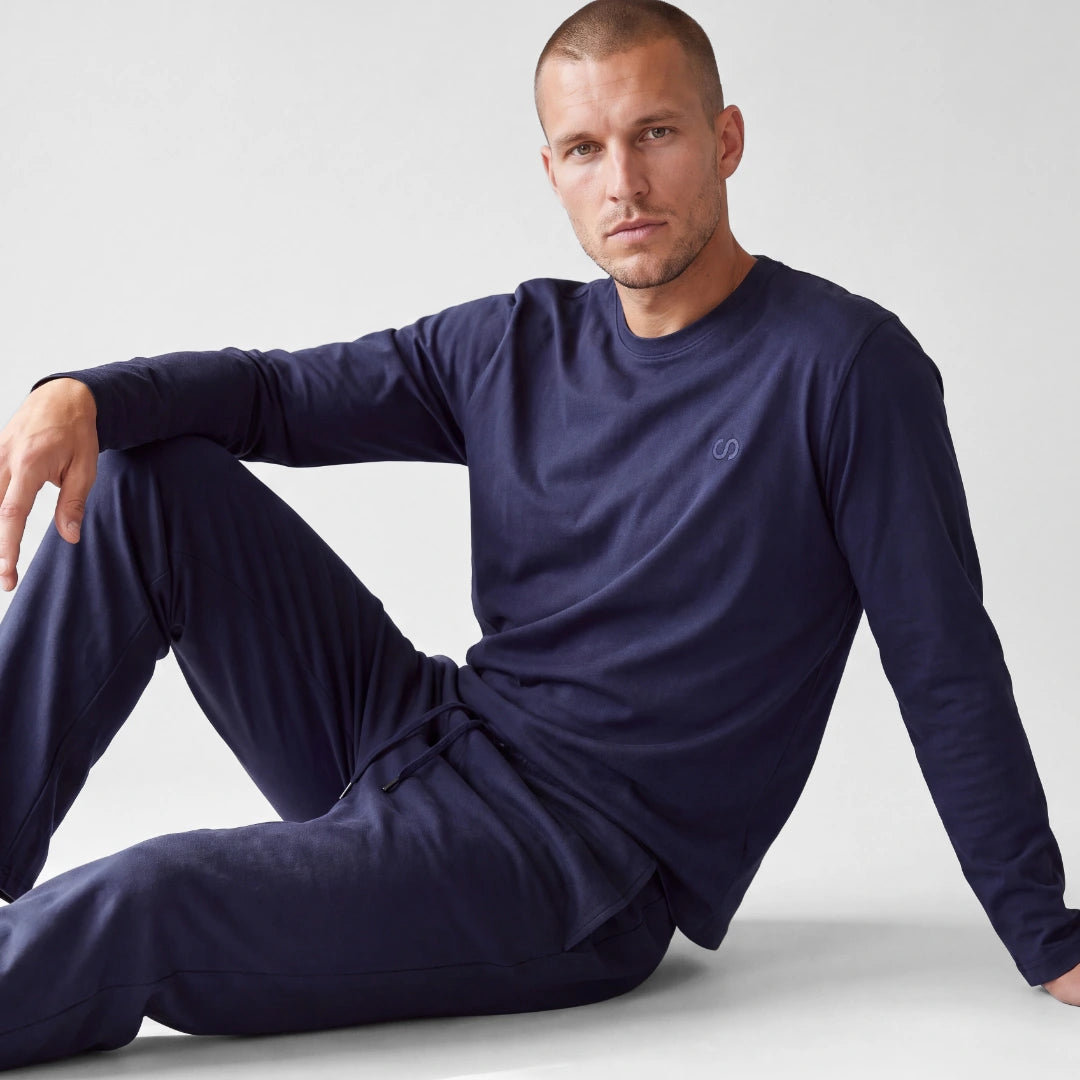 Schlafanzug Set Herren lang | Dunkelblau – 2