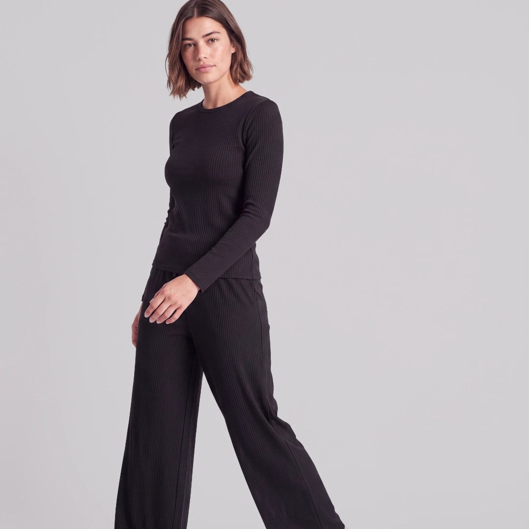 Loungehose Damen Rippstruktur | Schwarz – 5