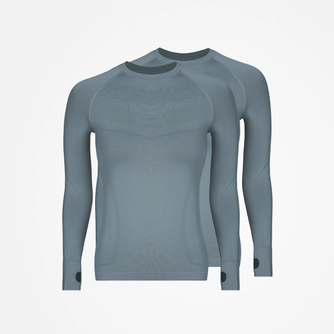 Sportshirt langarm Damen | Taubenblau – 12