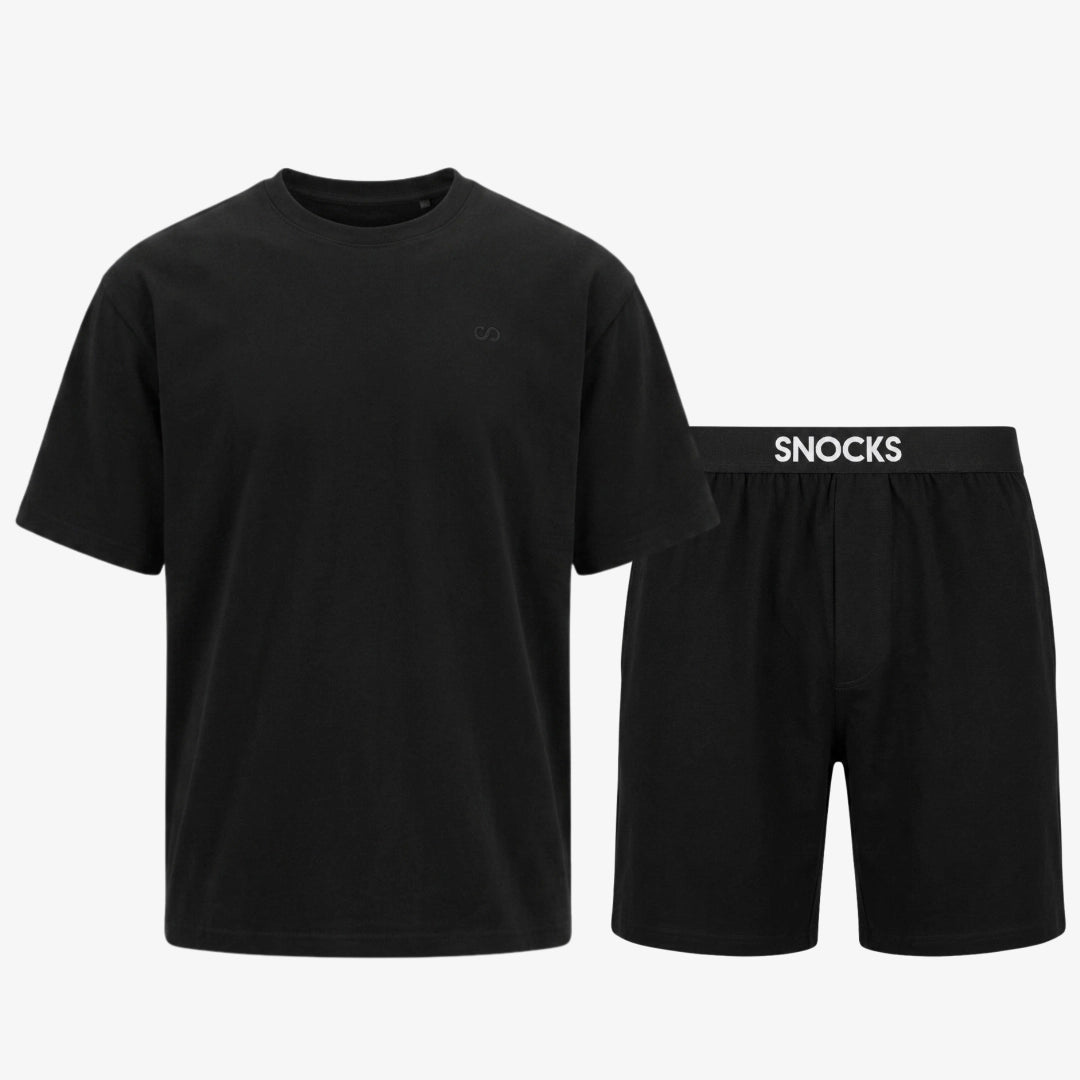 Schlafanzug Set Herren kurz | Schwarz – 10