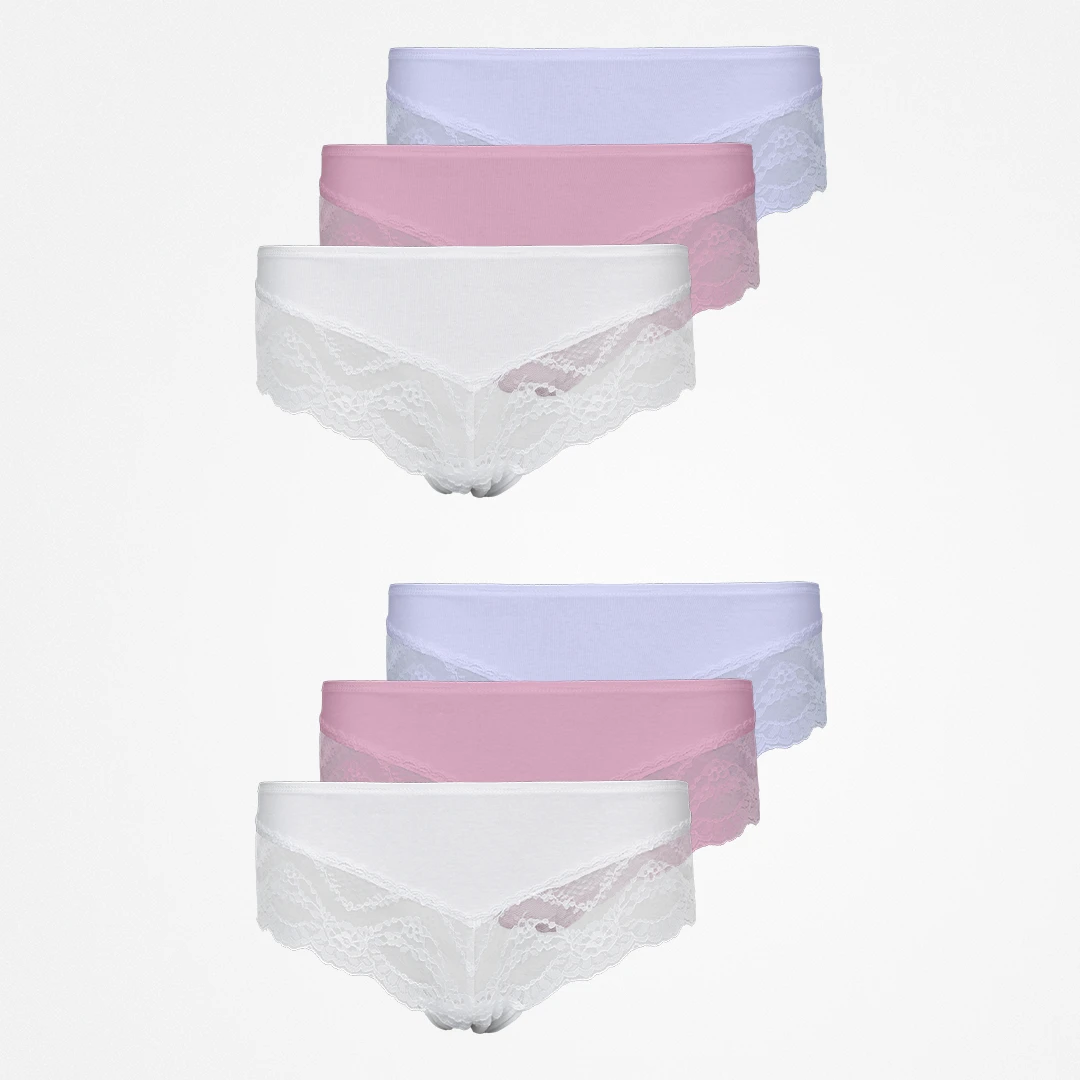 Hipster Panties mit Spitze | Mix (Weiß/Rosa/Lila) – 14