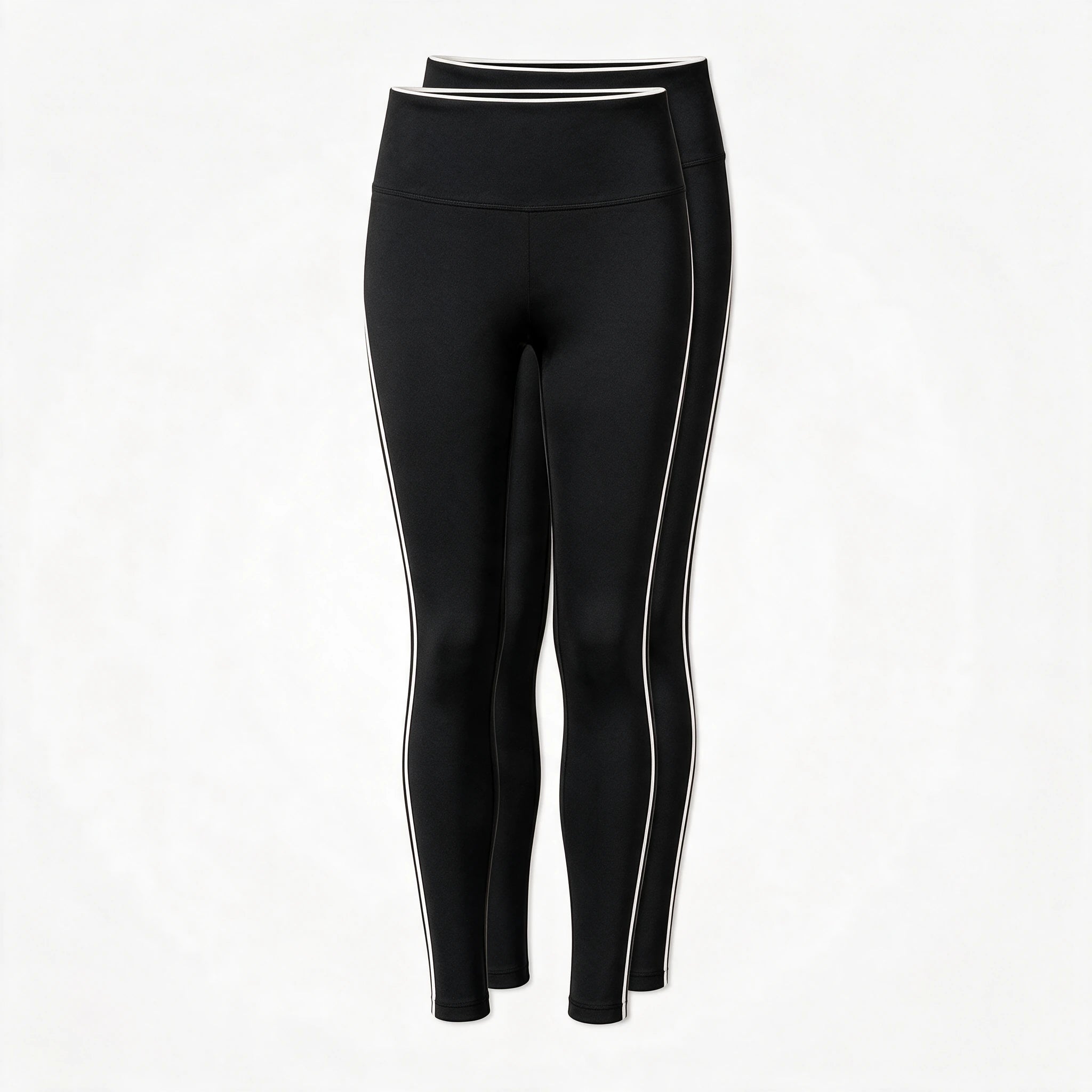 High Waist Leggings mit Retro Kontraststreifen | Schwarz – 12