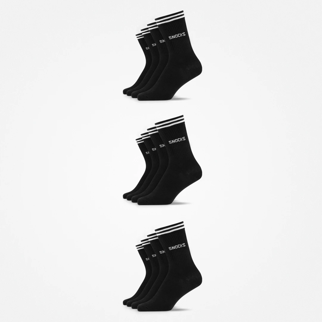 Hohe Sportsocken mit Streifen | Schwarz – 10