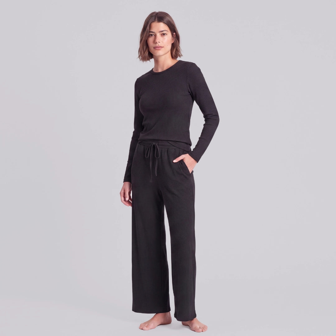 Loungehose Damen Rippstruktur | Schwarz – 9