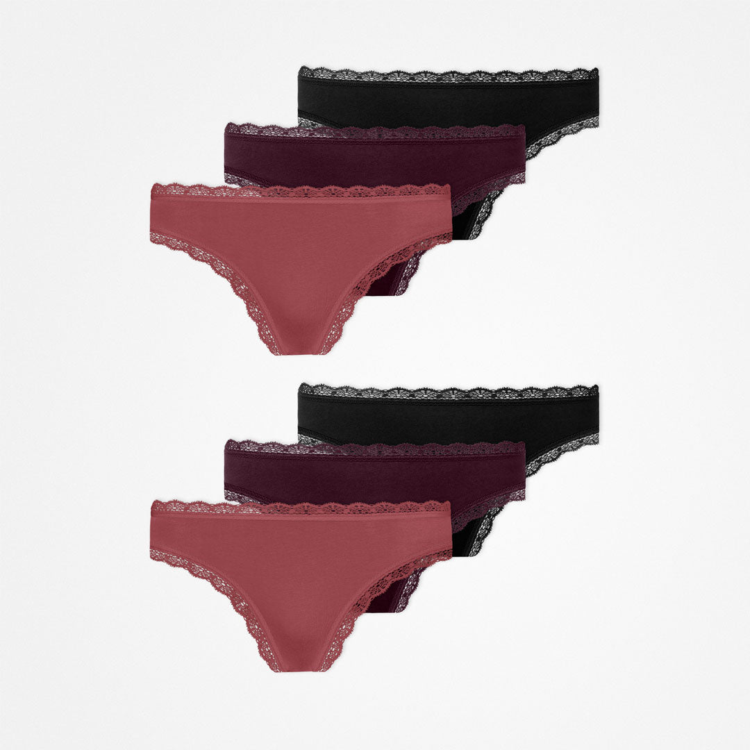 Tangas mit Spitze | Mix (Mauve/Weinrot/Schwarz) – 13
