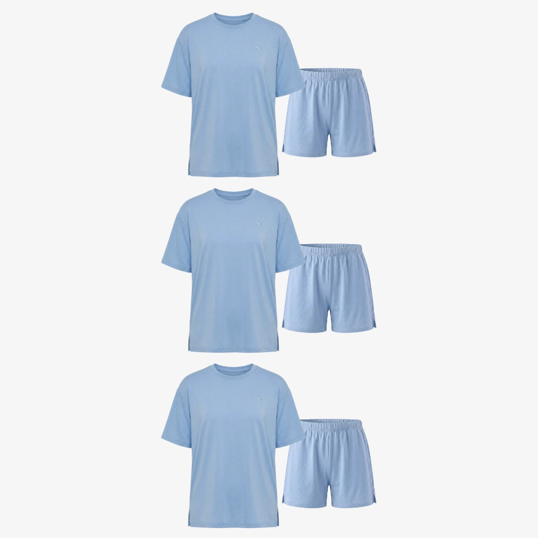 Schlafanzug Set Damen kurz | Hellblau – 12