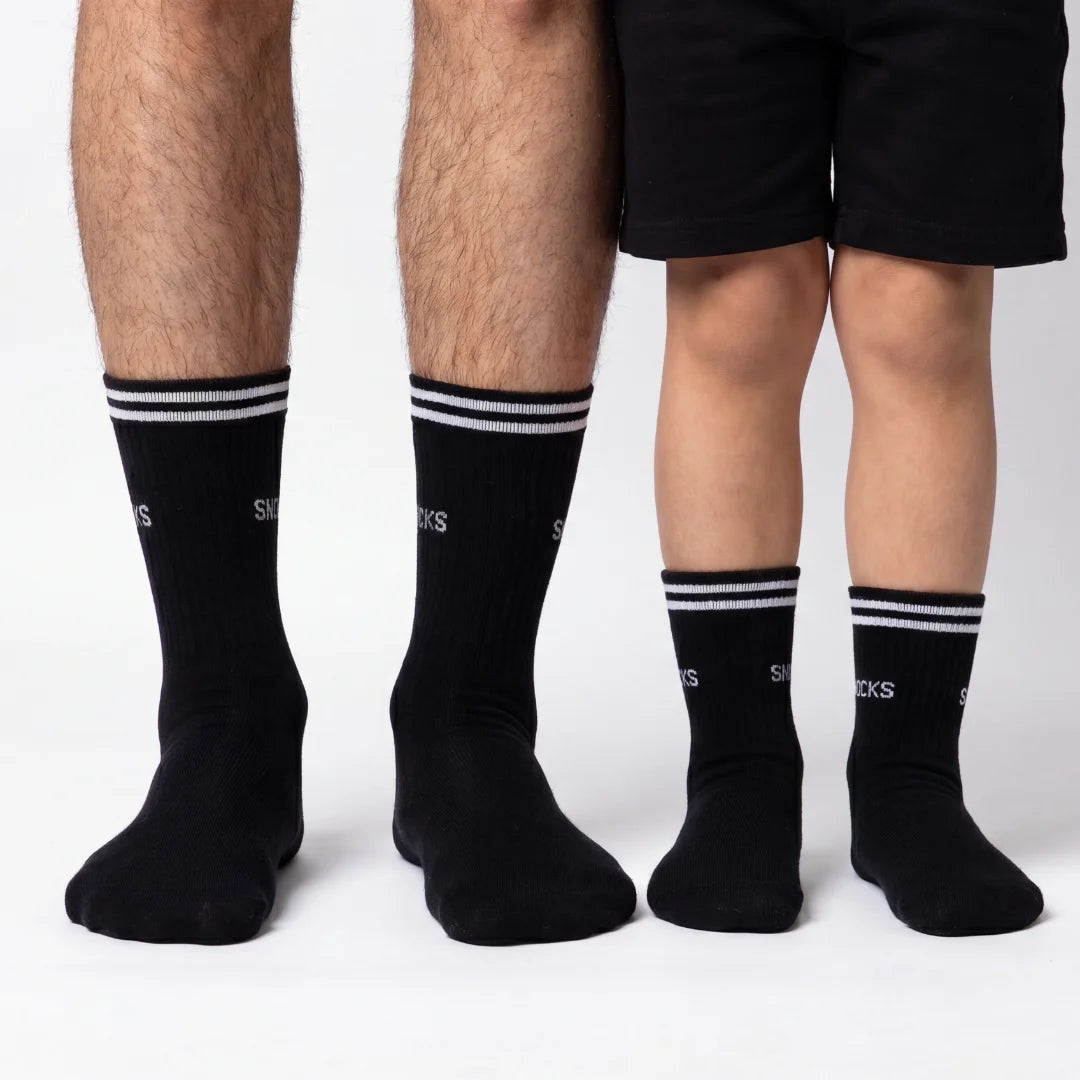Hohe Sportsocken mit Streifen Kinder | Schwarz – 4