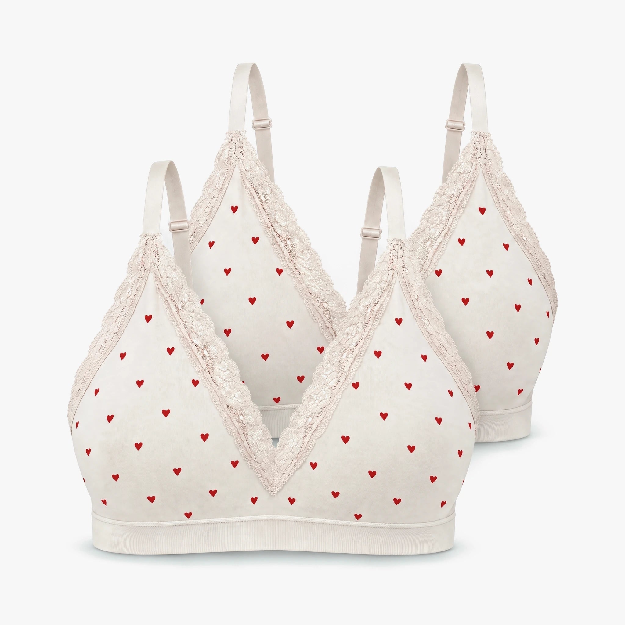Seamless Spitzen Bralette | Cremeweiß mit Herzchen – 13