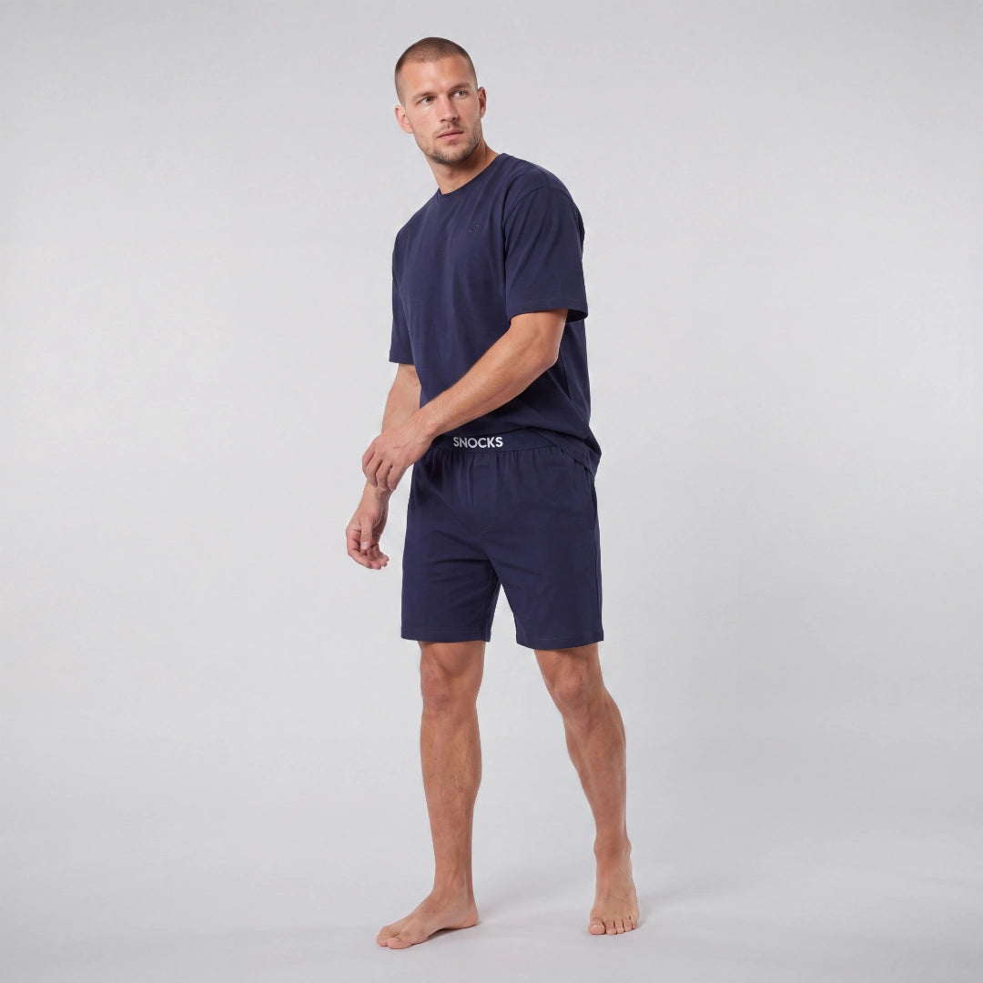 Schlafanzug Set Herren kurz | Dunkelblau – 2