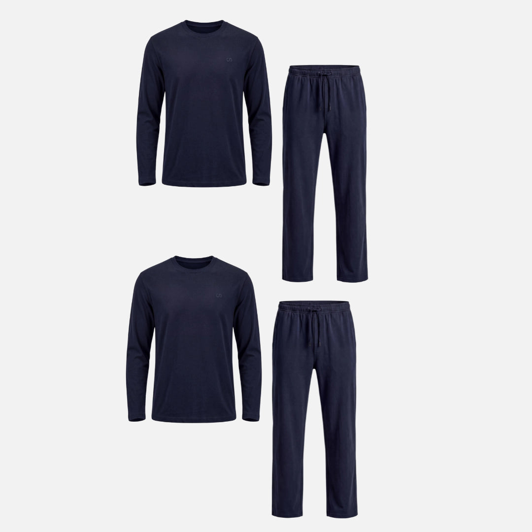 Schlafanzug Set Herren lang | Dunkelblau – 13