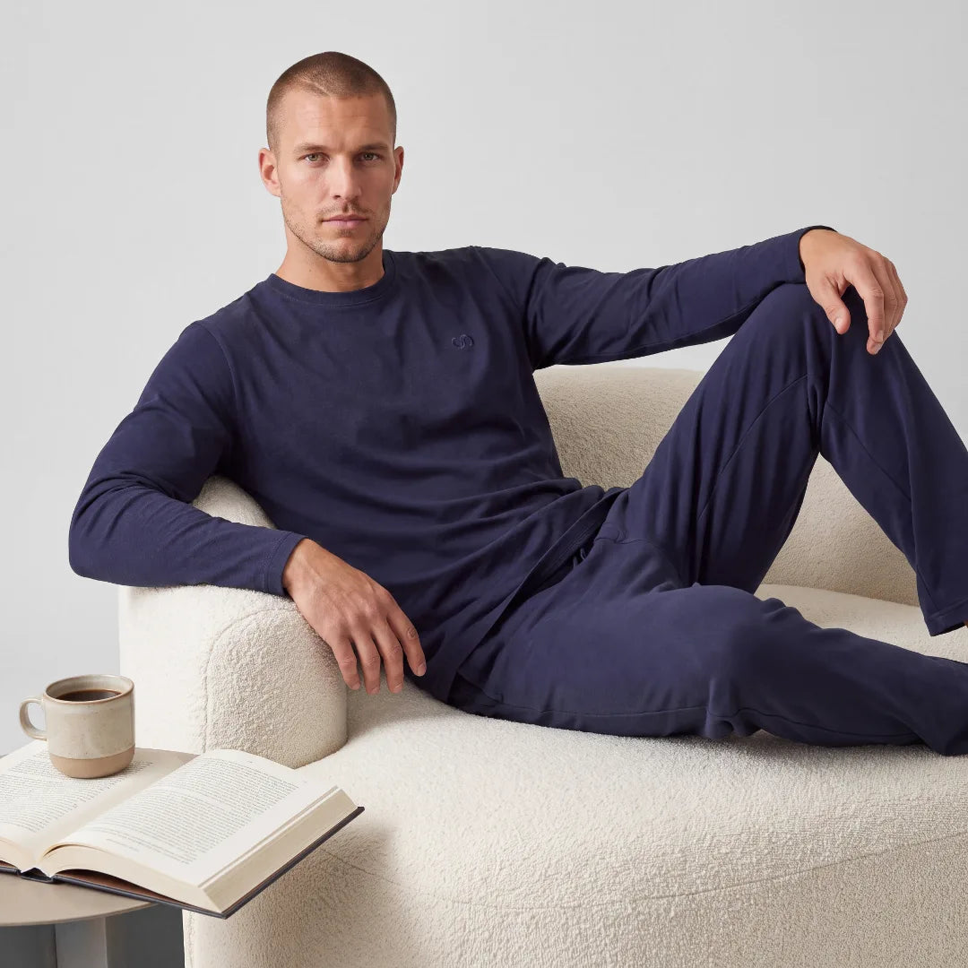 Schlafanzug Set Herren lang | Dunkelblau – 11