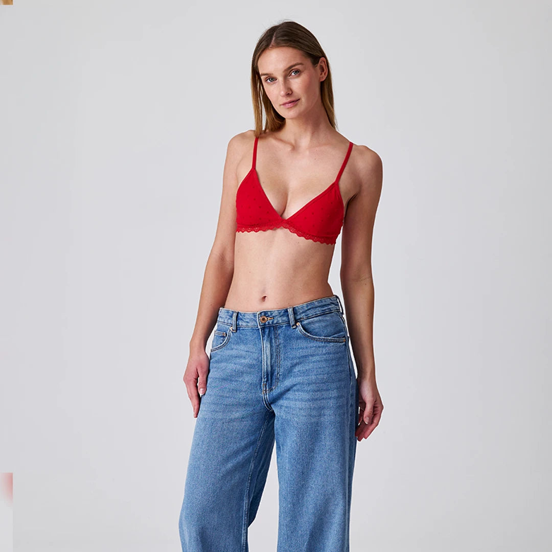 Triangel BH mit Herzchen-Muster | Kirschrot – 3