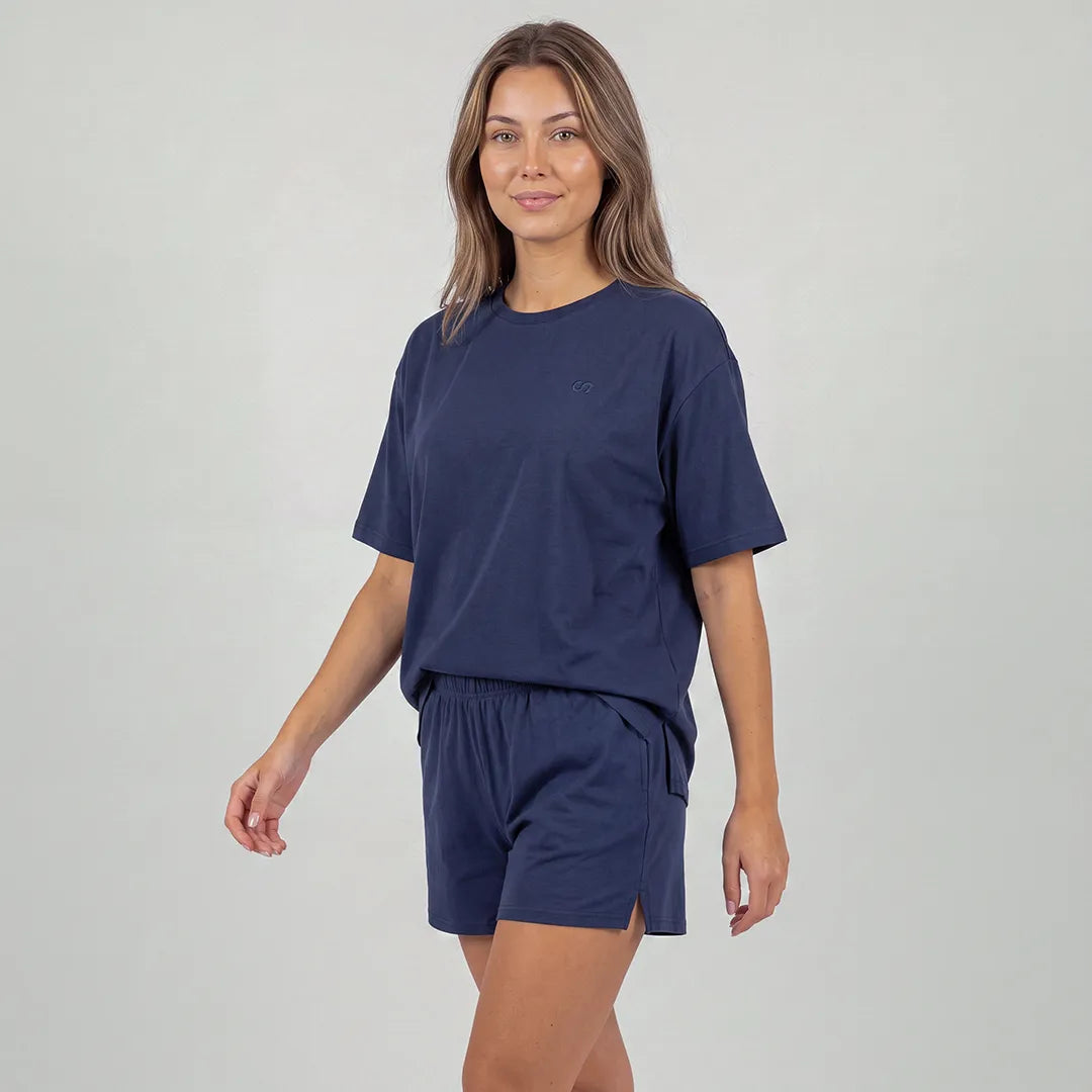 Schlafanzug Set Damen kurz | Dunkelblau – 3