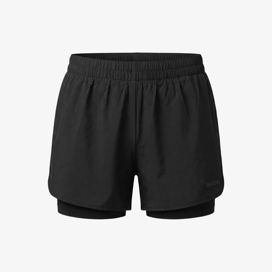 2 in 1 Sport Shorts Damen | Schwarz