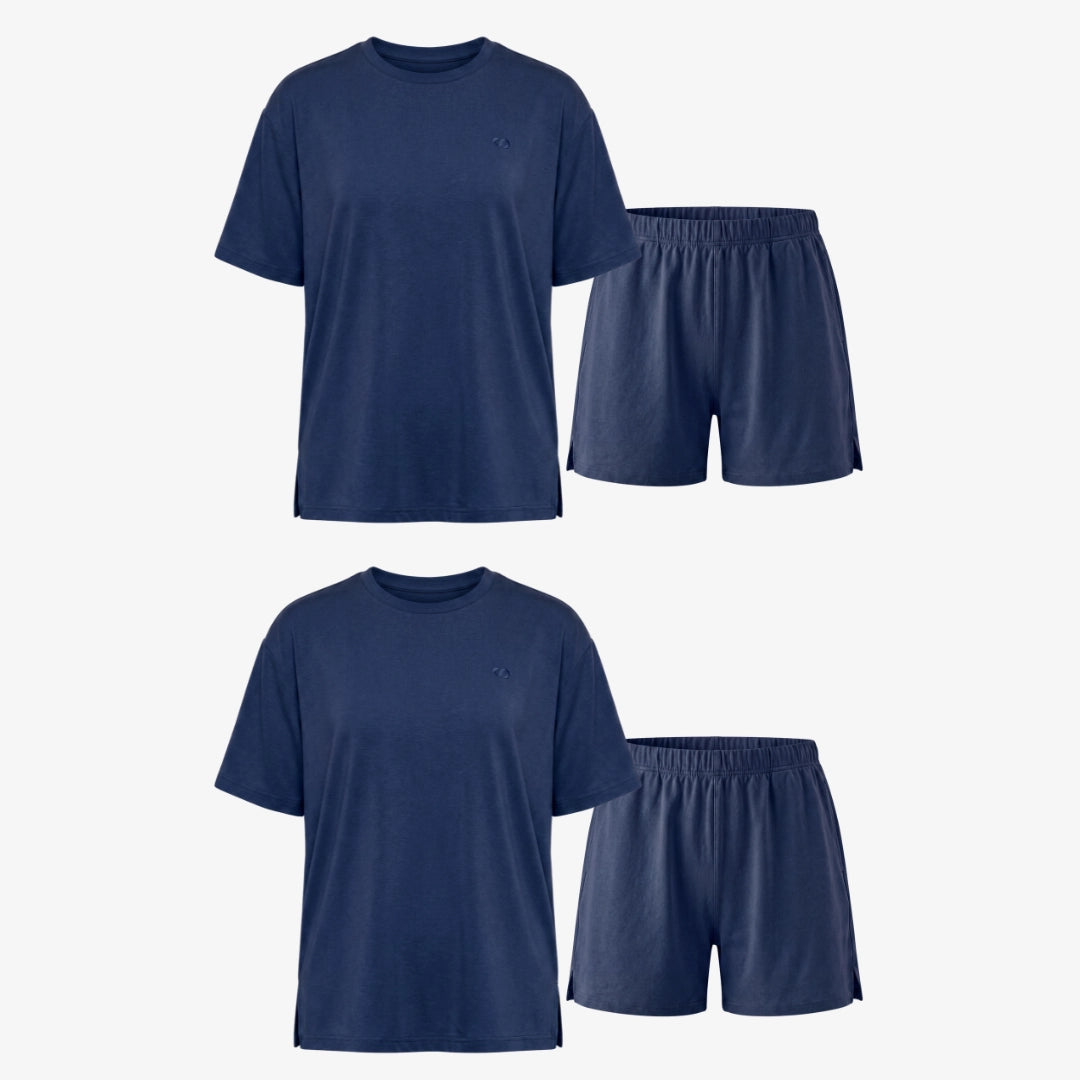 Schlafanzug Set Damen kurz | Dunkelblau – 12