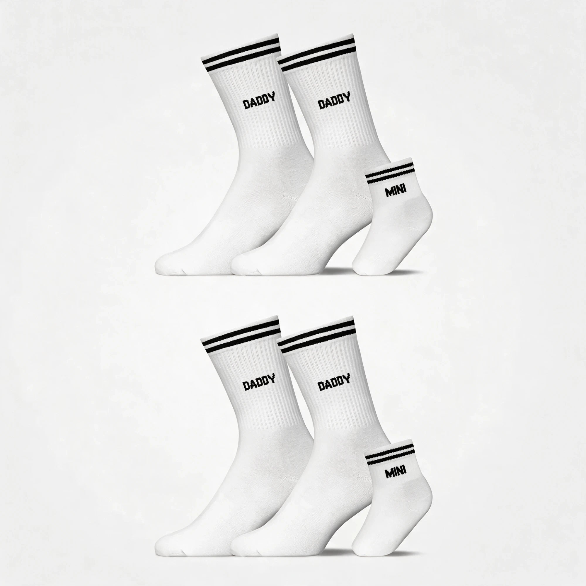 Familiensocken „Daddy, Daddy, Mini“ | Weiß – 10