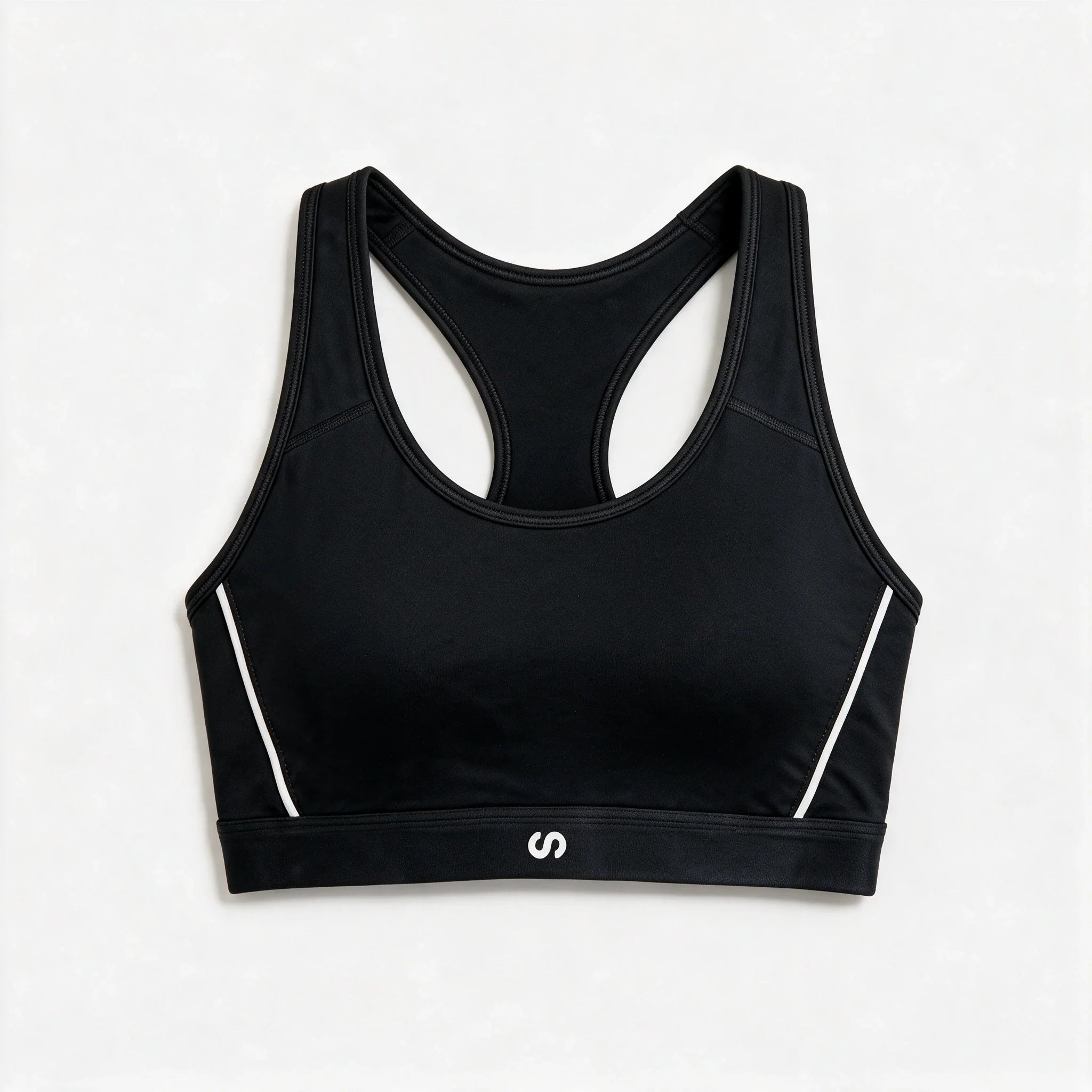 Sport-BH Damen mit Retro Kontraststreifen | Schwarz