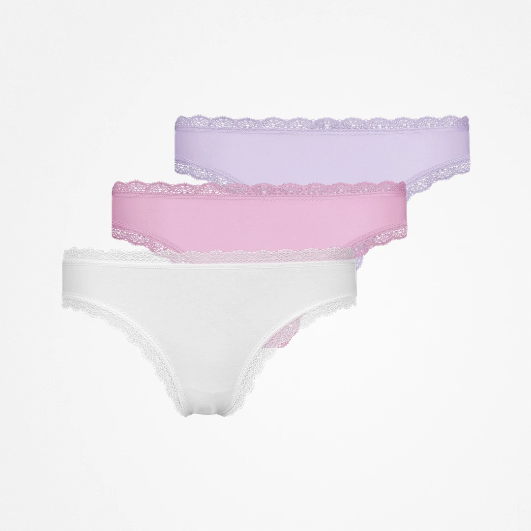 Tangas mit Spitze | Mix (Weiß/Rosa/Lila) – 12