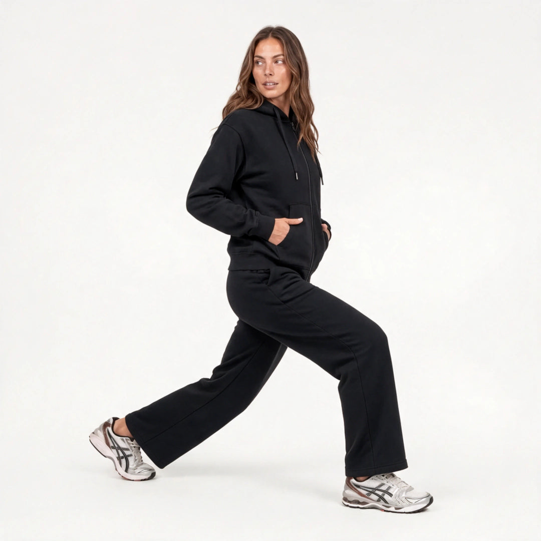 Jogginghose mit weitem Bein Damen | Schwarz – 9