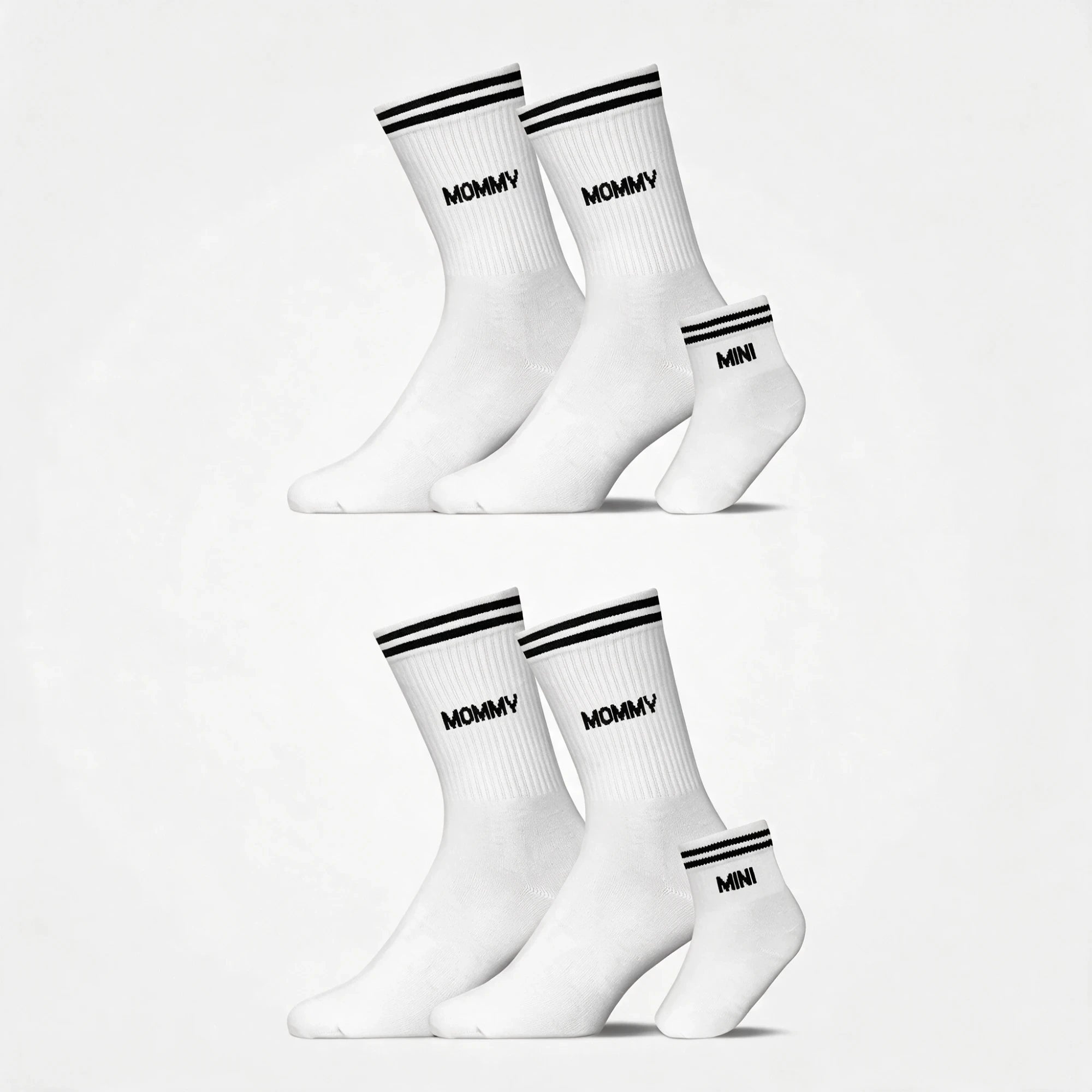 Familiensocken „Mommy, Mommy, Mini“ | Weiß – 10