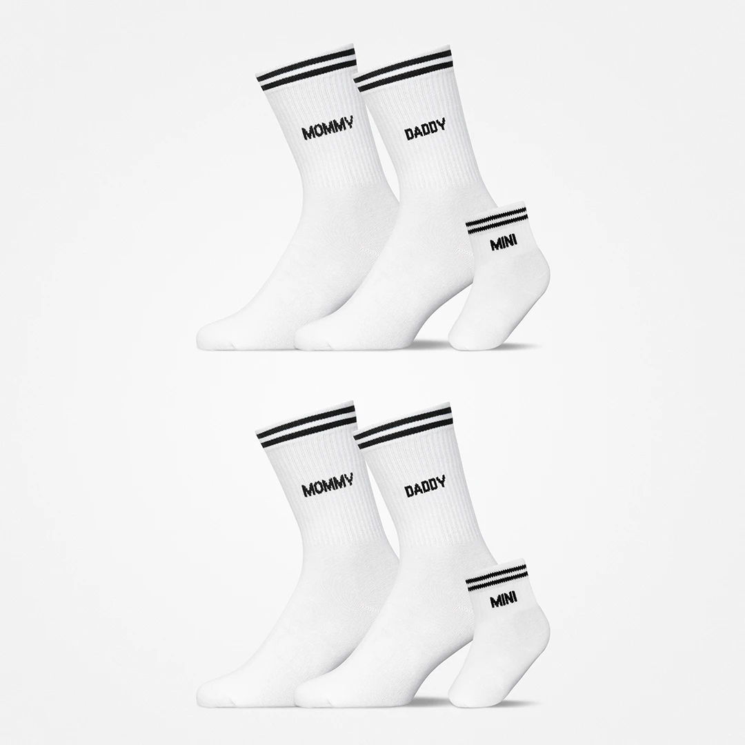 Familiensocken „Mommy, Daddy, Mini“ | Weiß – 9
