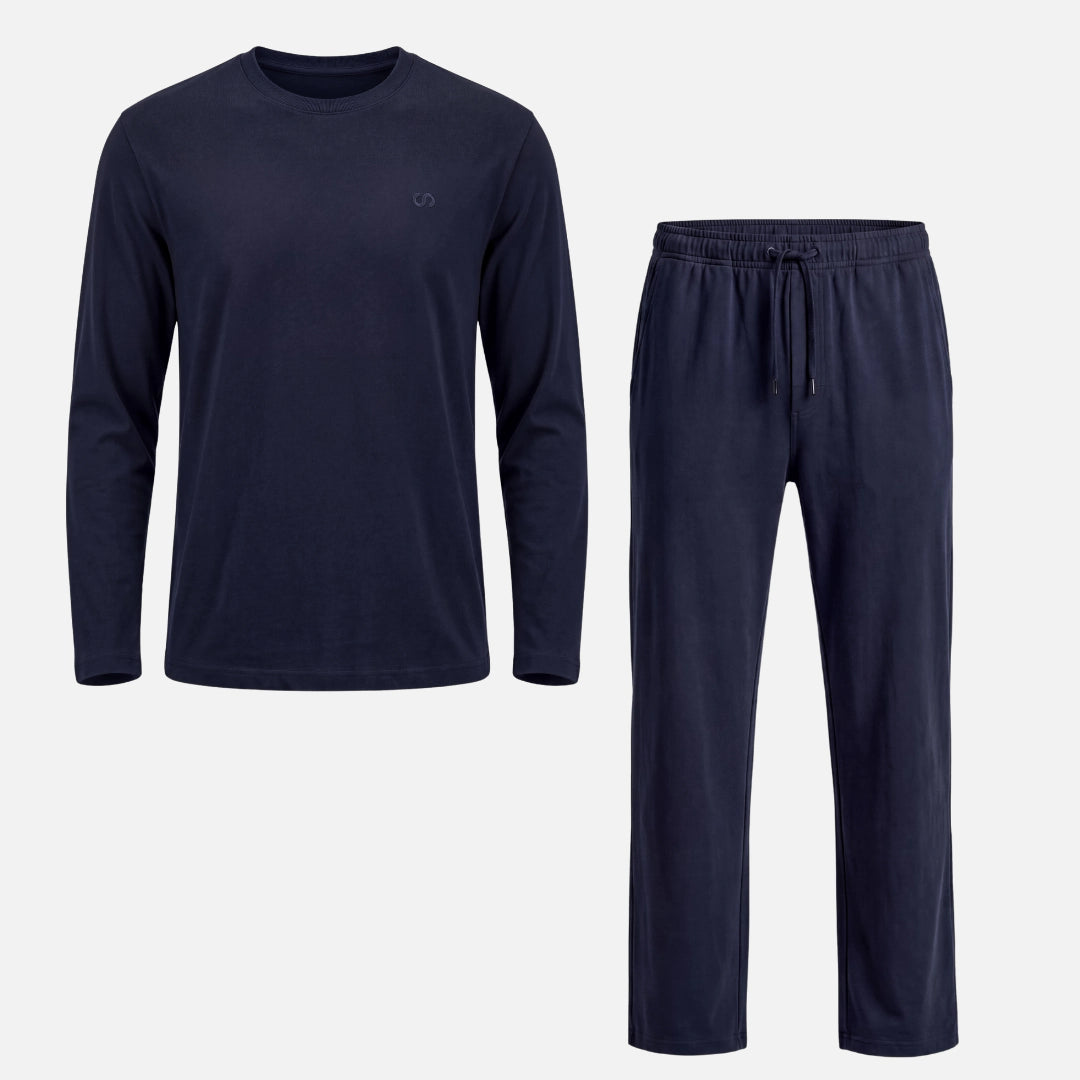 Schlafanzug Set Herren lang | Dunkelblau