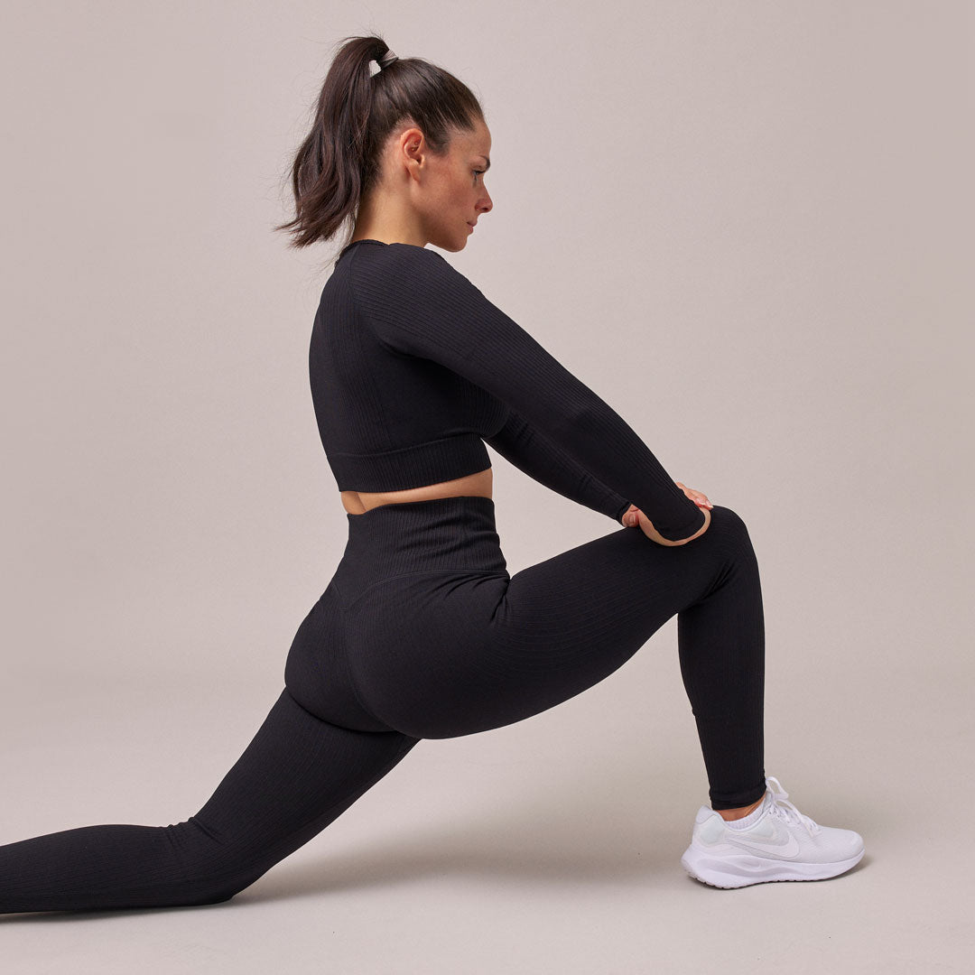 Gerippte Leggings | Schwarz – 5