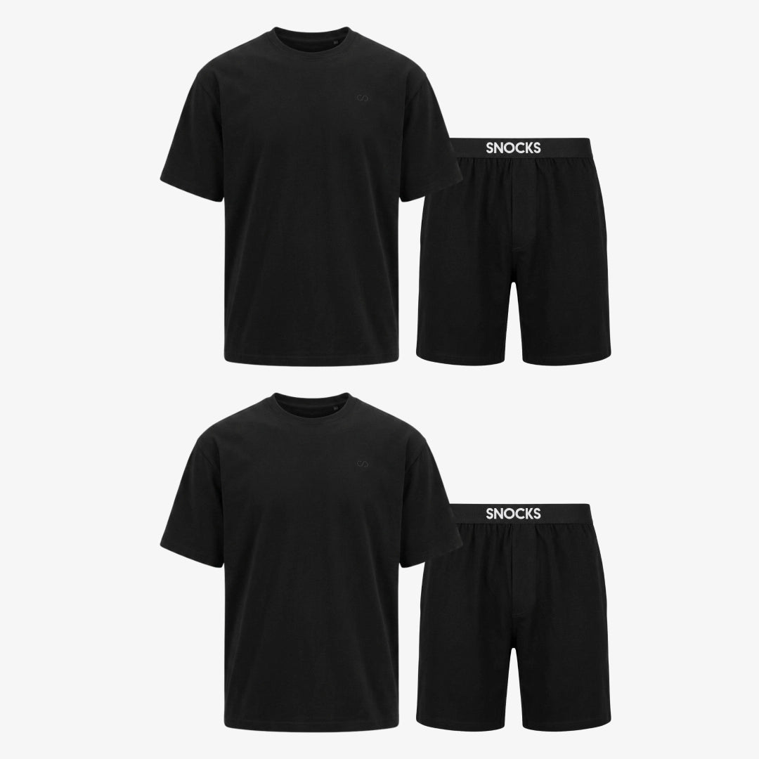 Schlafanzug Set Herren kurz | Schwarz – 11