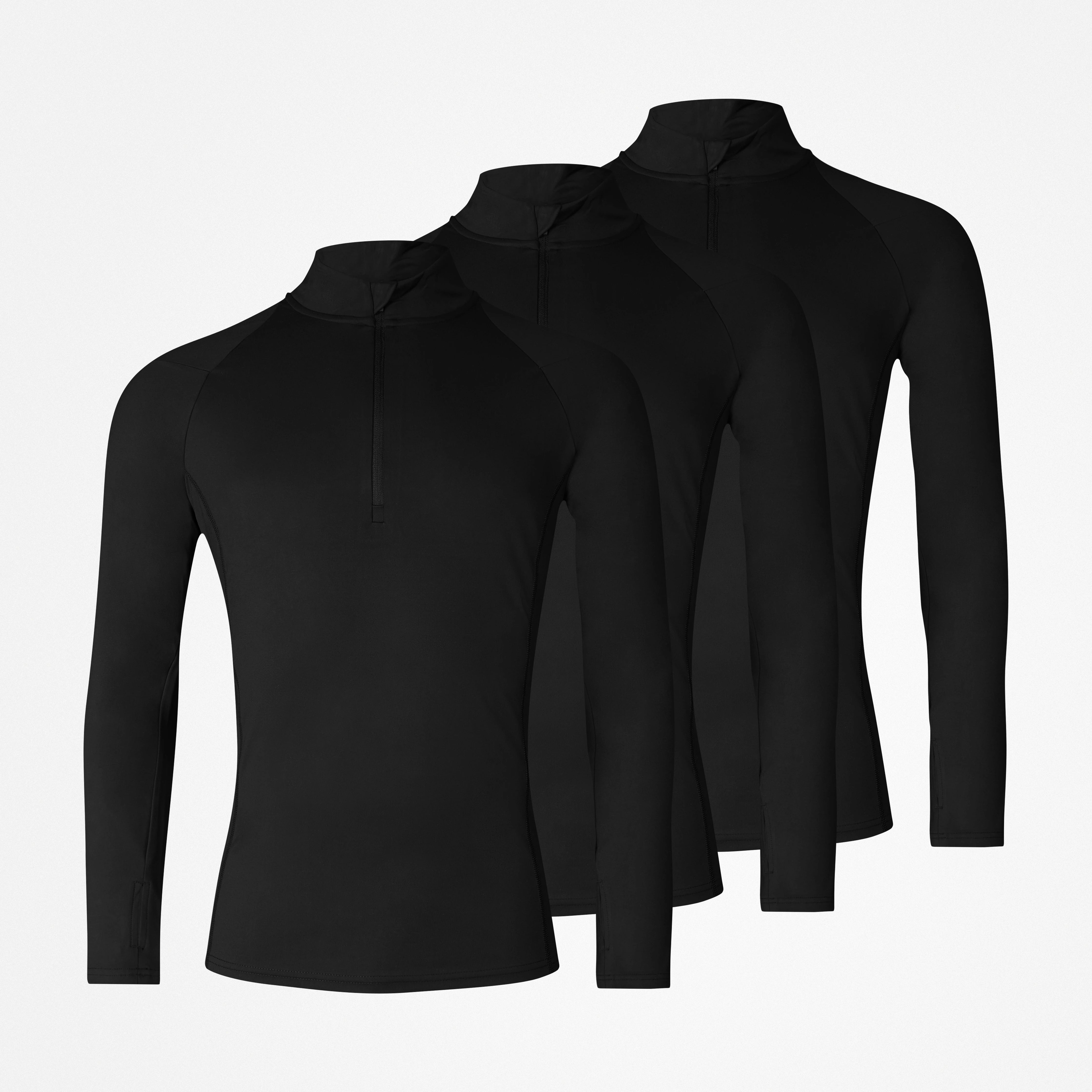1/2 Zip Sportshirt langarm Herren | Schwarz – 10