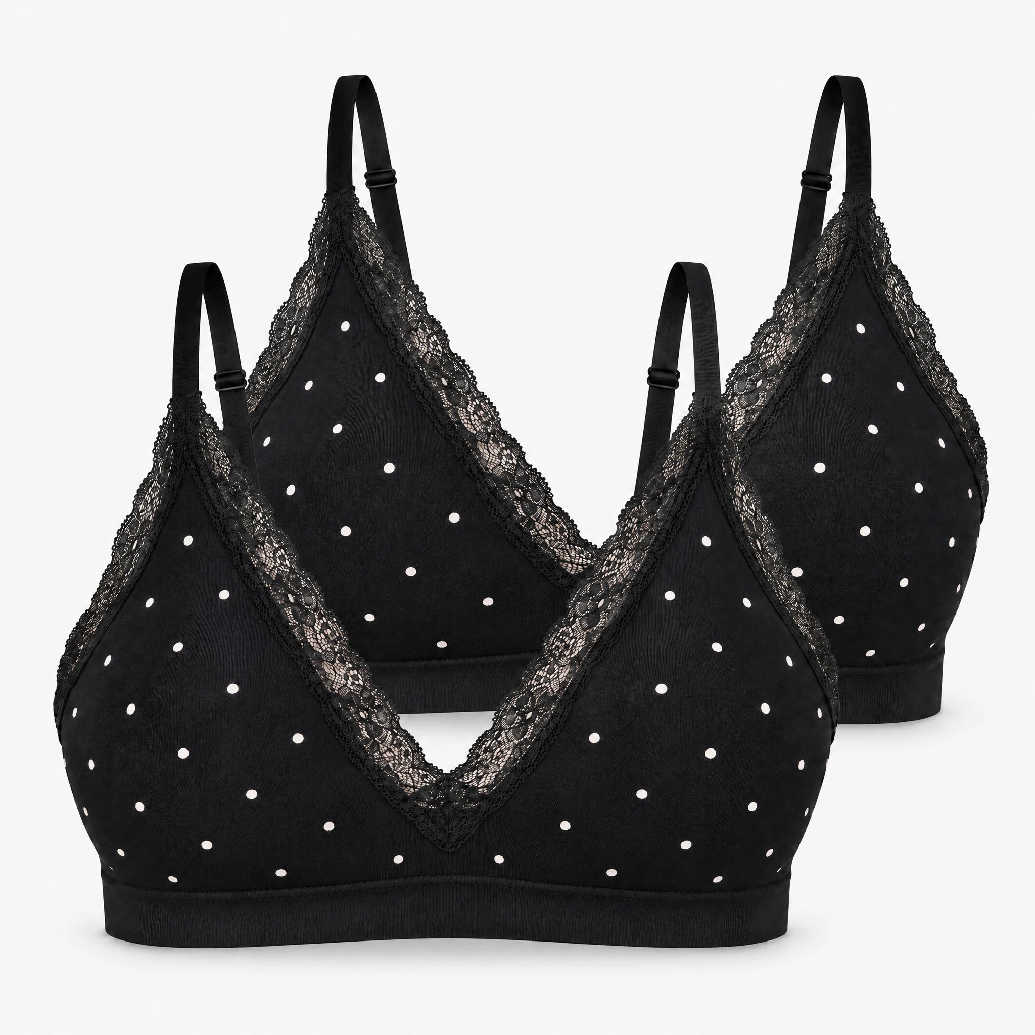Seamless Spitzen Bralette | Schwarz mit weißen Pünktchen – 13